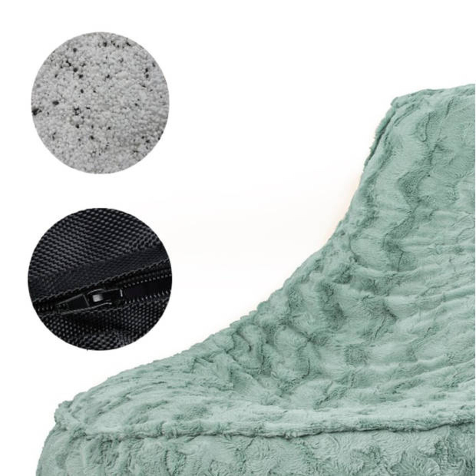 Drop & Sit Stoel Zitzak Bont - Zitzakfauteuil - Woonkamerzitzak  - Petrol - Junior - Voor Binnen