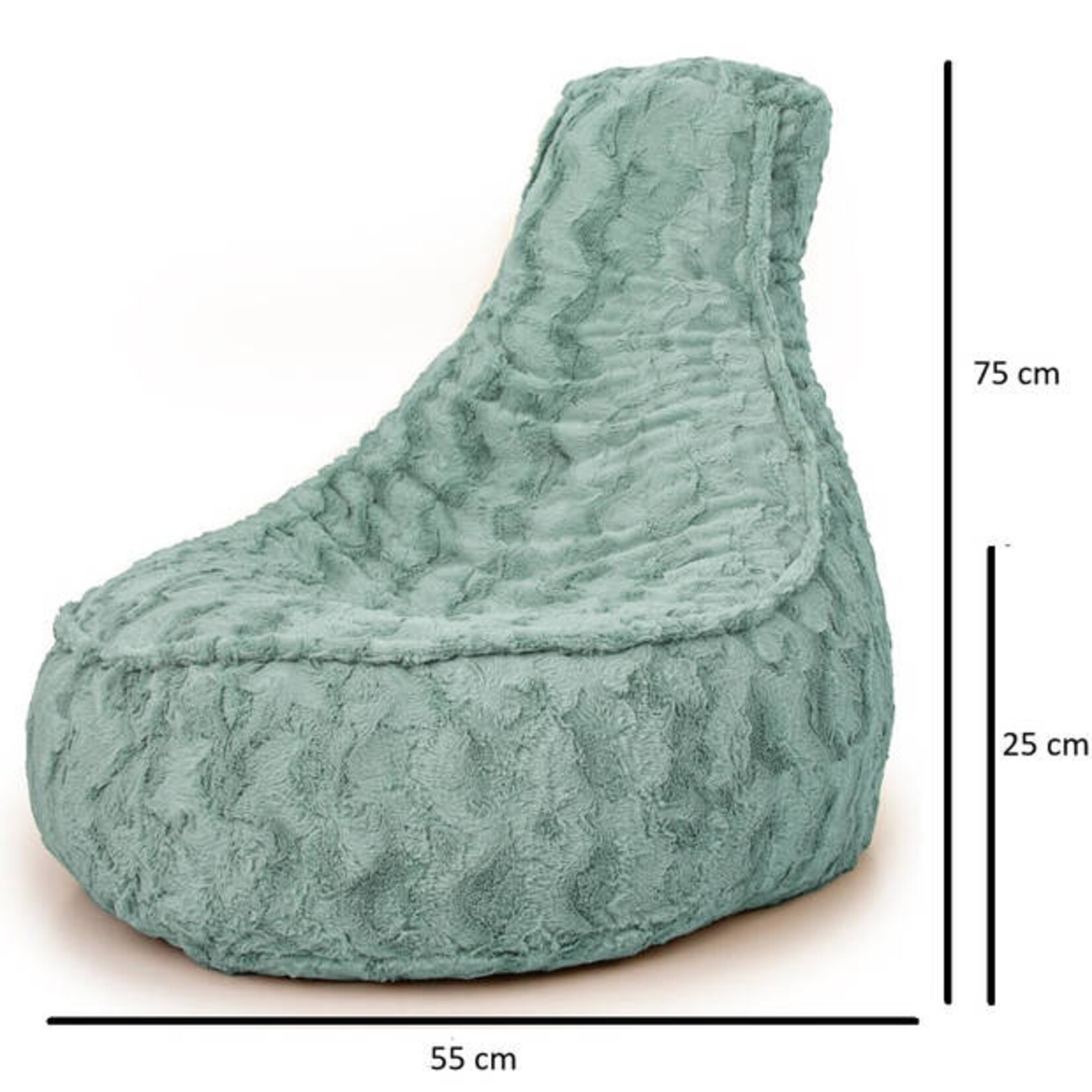 Drop & Sit Stoel Zitzak Bont - Zitzakfauteuil - Woonkamerzitzak  - Petrol - Junior - Voor Binnen