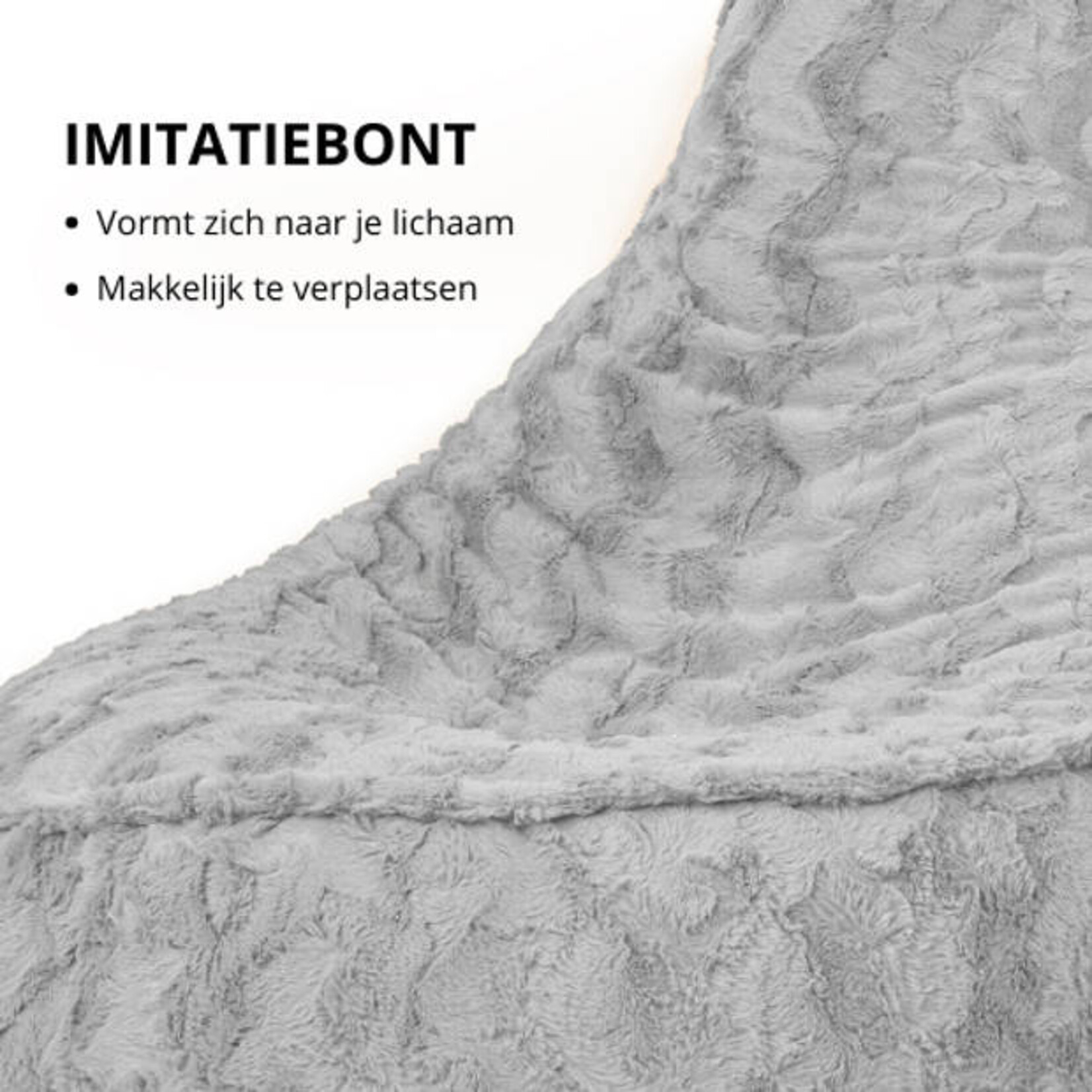 Drop & Sit Chair Beanbag Fur - Grey - Junior - For Indoors