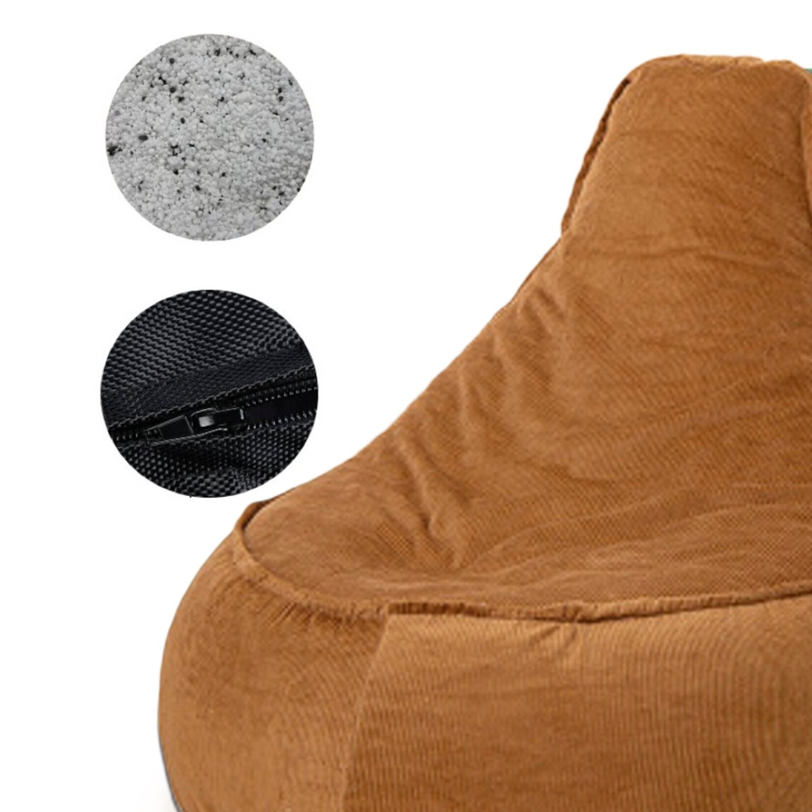 Drop & Sit Chair Beanbag Ribbing - Cognac - 320 Liter - Indoors