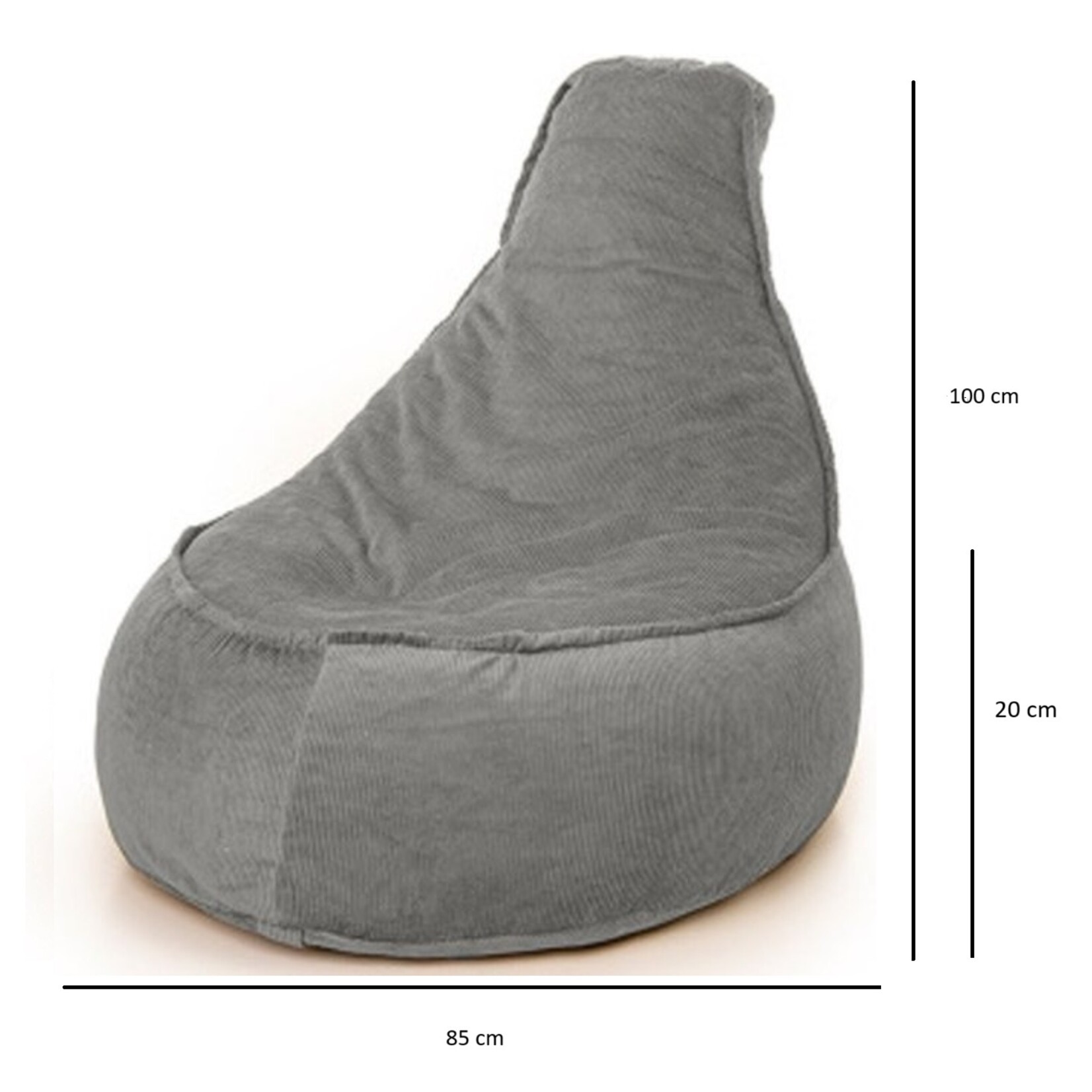 Drop & Sit Chair Beanbag Ribbing - Grey - 320 Liter - Indoors