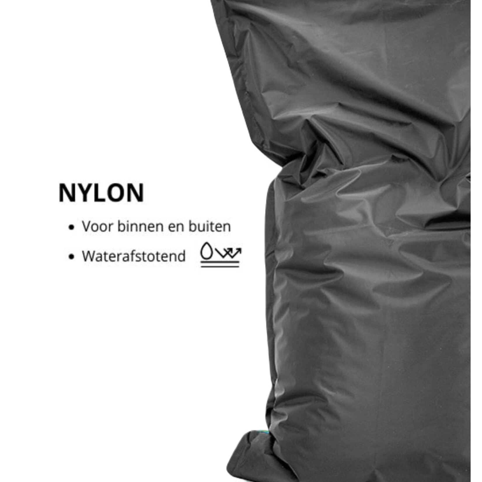 Parya Parya Home - Beanbag Bella - Spacious beanbags - Cushion - Nylon - 100x150 cm - For Indoor and Outdoor - Anthracite