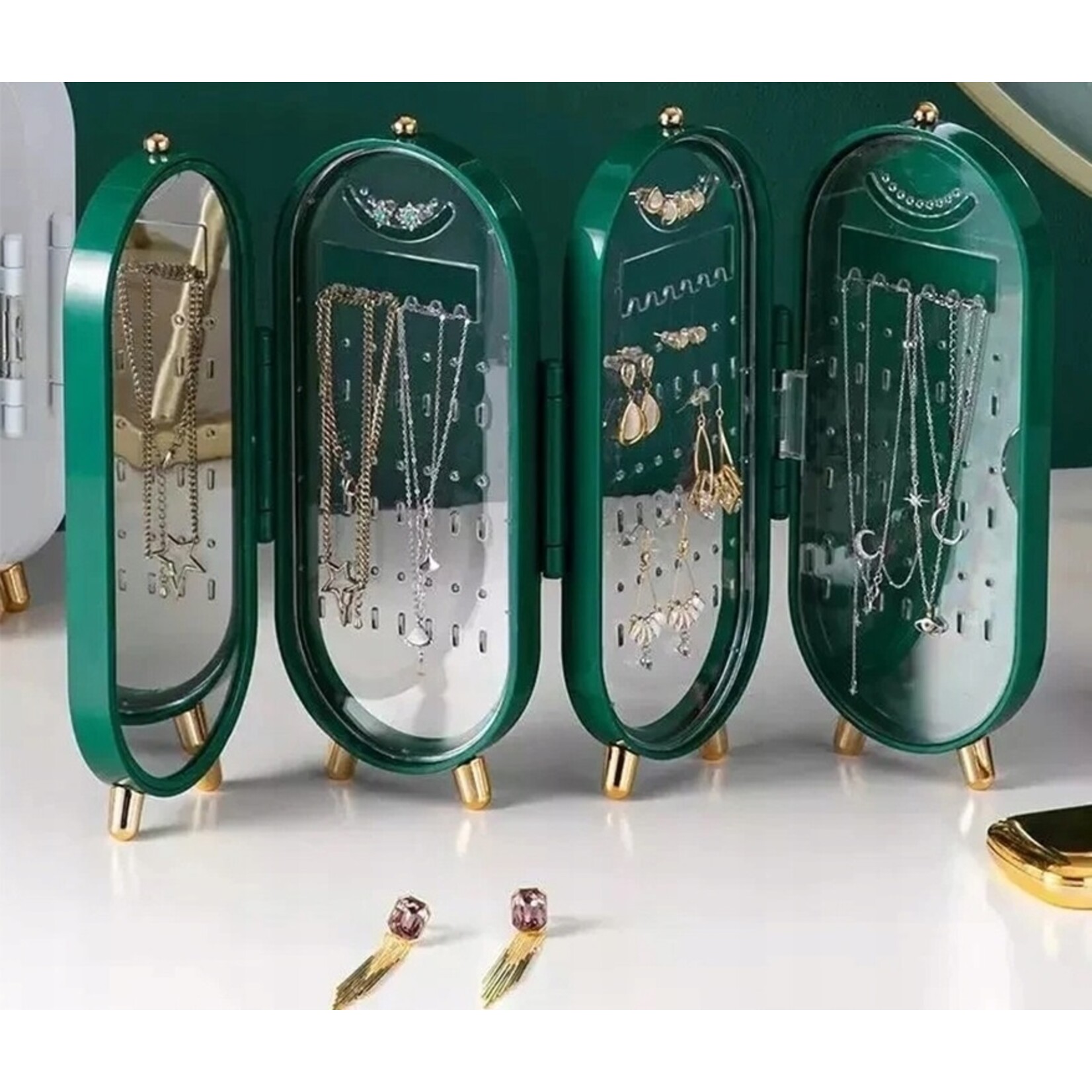 Parya Parya - Sieraden organiser - Kist inclusief Spiegel - Groen