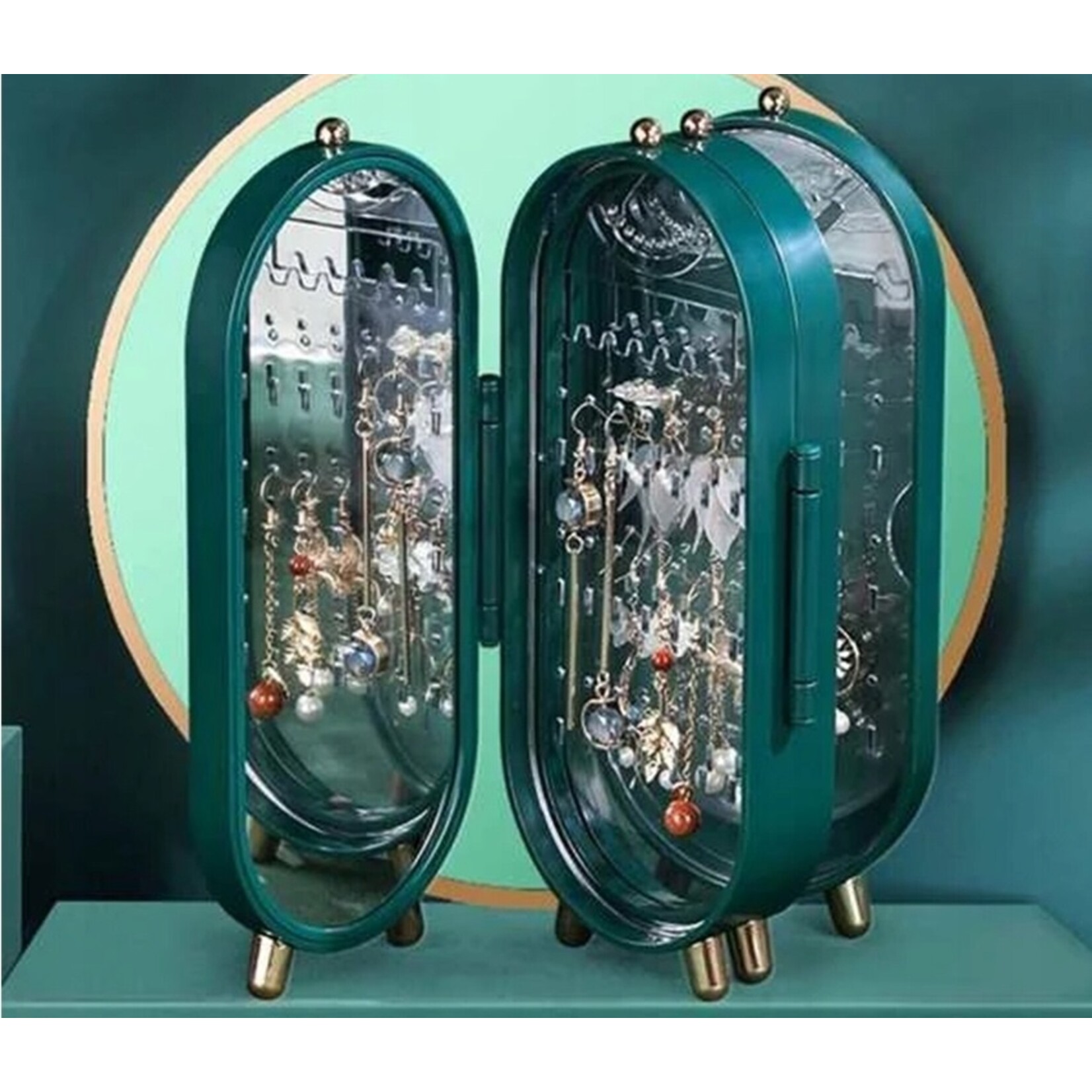 Parya Parya - Jewellery organiser - Box including Mirror - Green
