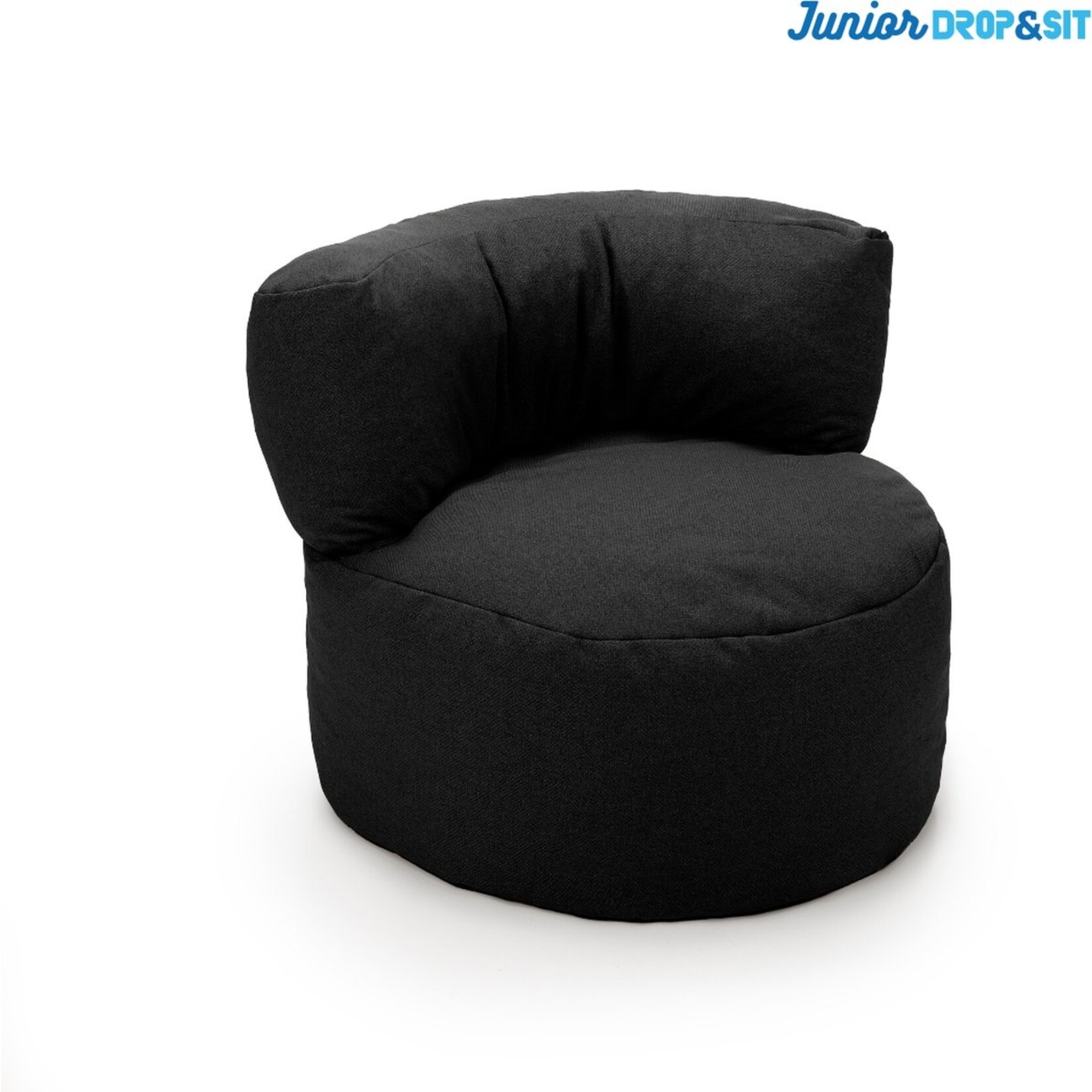 Drop & Sit - Zitzak Stoel Junior - Zwart - 70 x 50 cm - Kinderstoel met Vulling voor Binnen