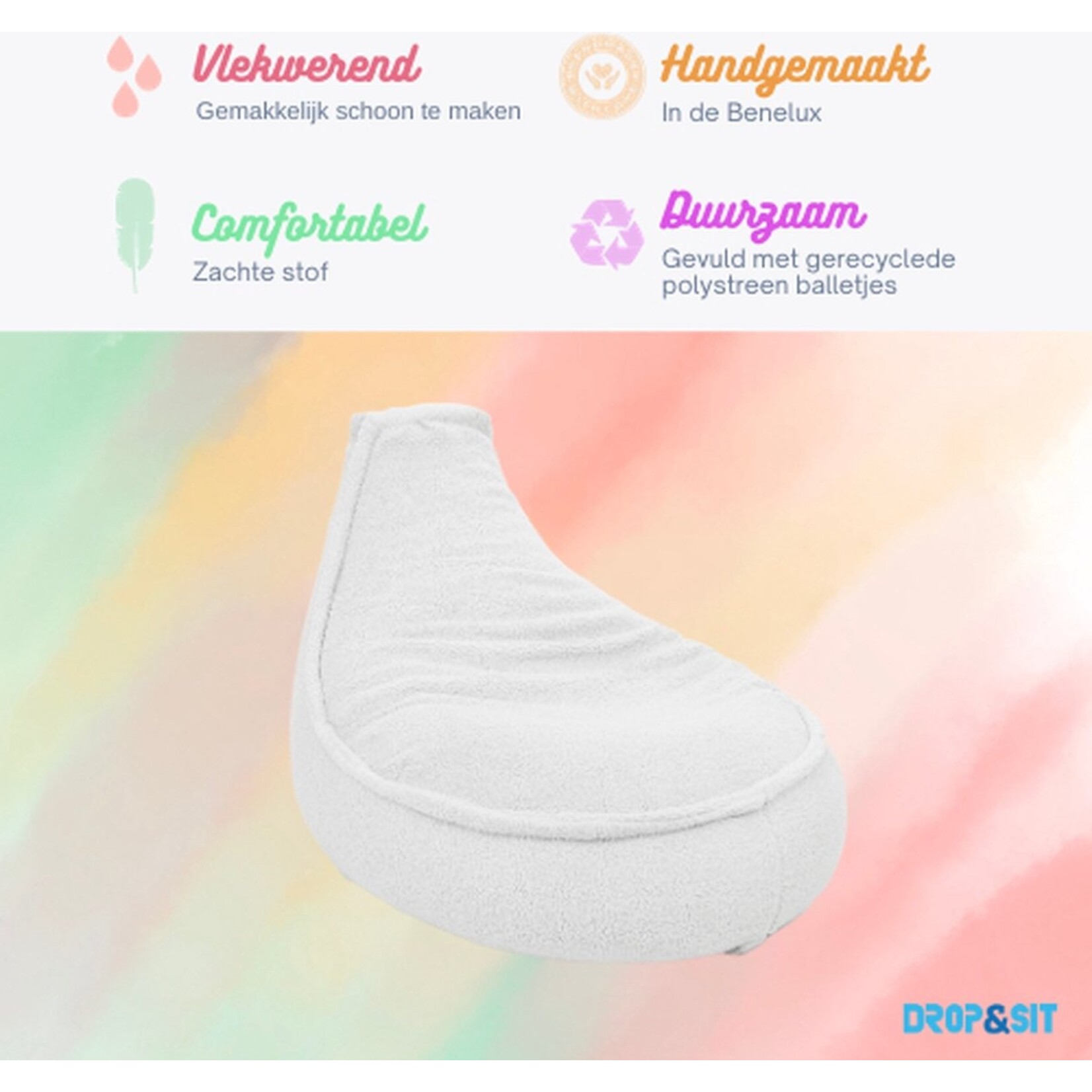 Bobbelhome - Beanbag Chair Junior 75 x 55 cm - Beanbag Ecru - beanbag with filling for indoor use