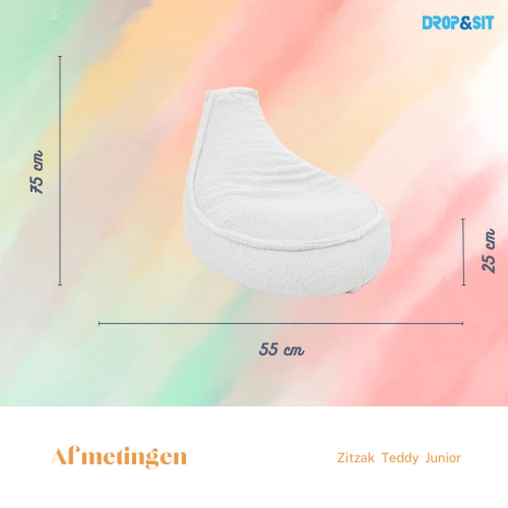 Bobbelhome - Beanbag Chair Junior 75 x 55 cm - Beanbag Ecru - beanbag with filling for indoor use