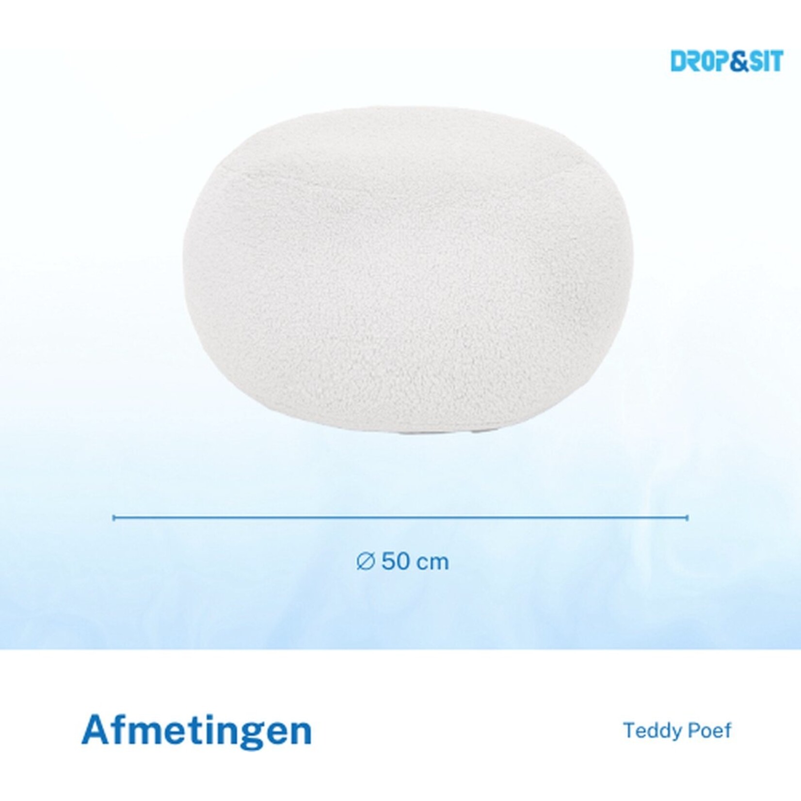 Bobbelhome - Pouf - Teddy - White - 50 cm