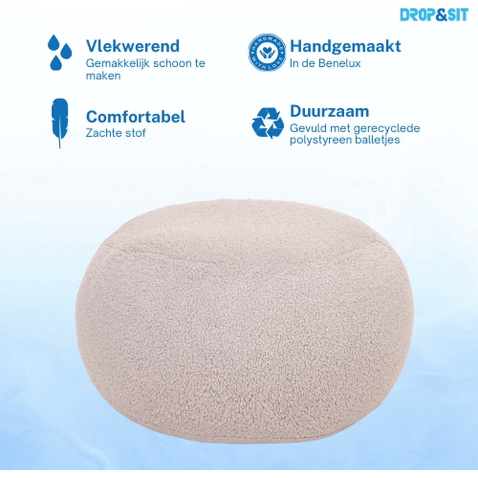 Bobbelhome- Pouf - Teddy - Beige - 50 cm