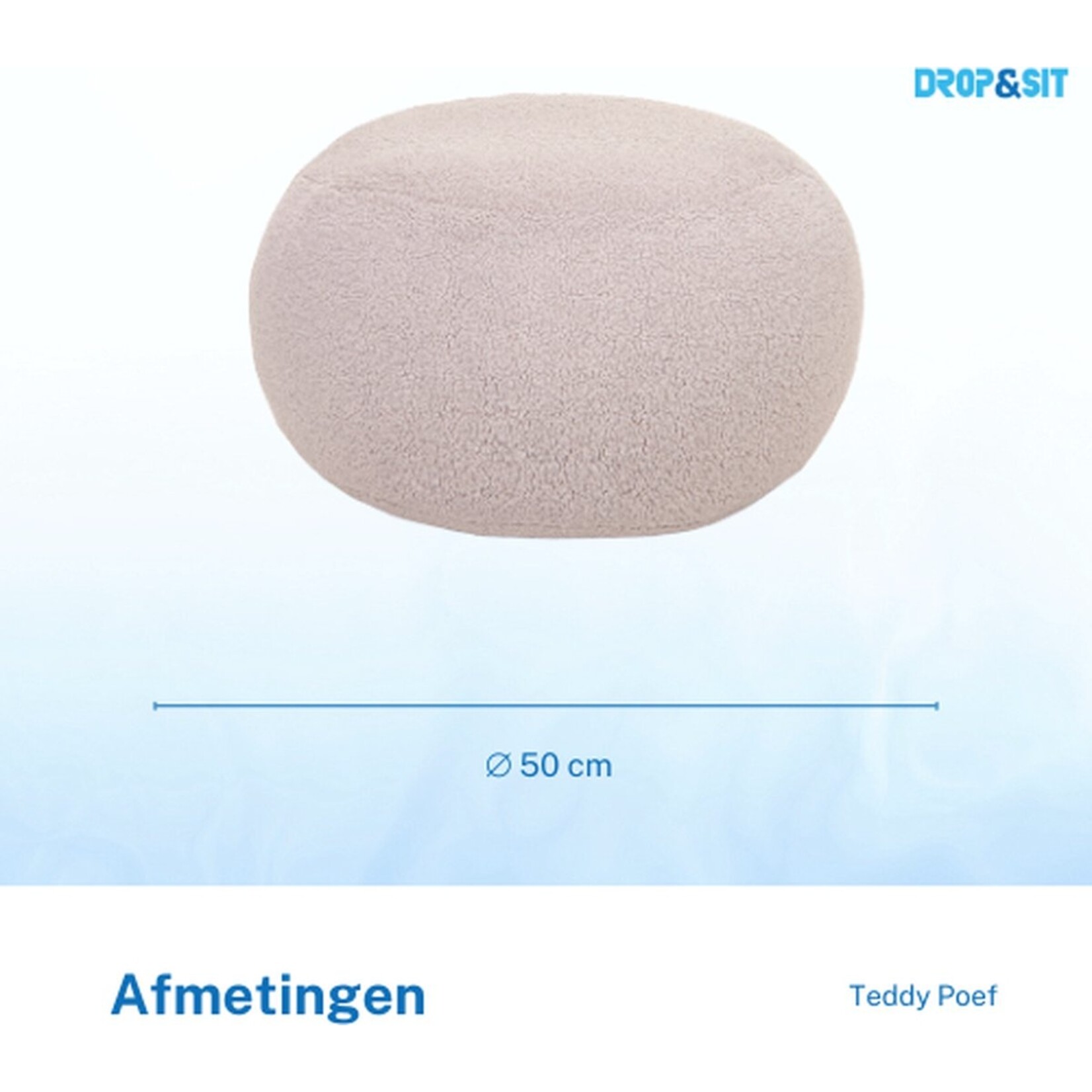 Bobbelhome- Pouf - Teddy - Beige - 50 cm