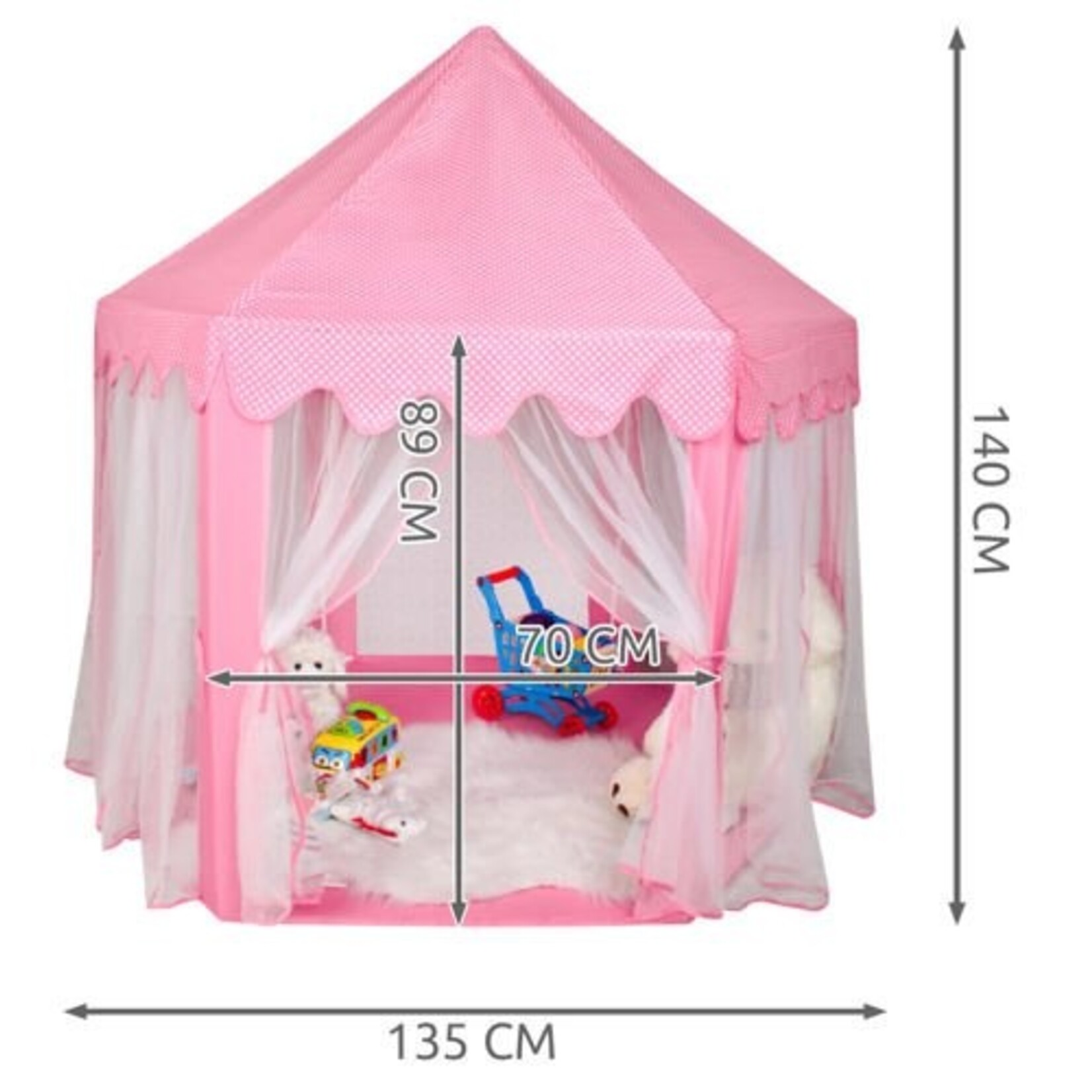 Bobbel Home Bobbel Home - Play Tent for Children - With Bottom - 135x135x140cm - Pink