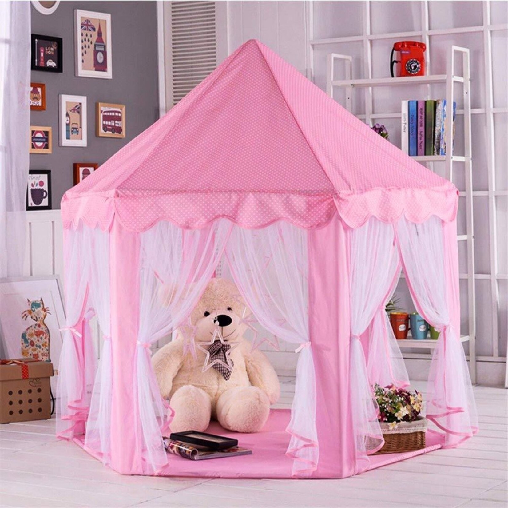 Bobbel Home Bobbel Home - Speeltent voor Kinderen - Met Bodem - 135x135x140cm - Roze
