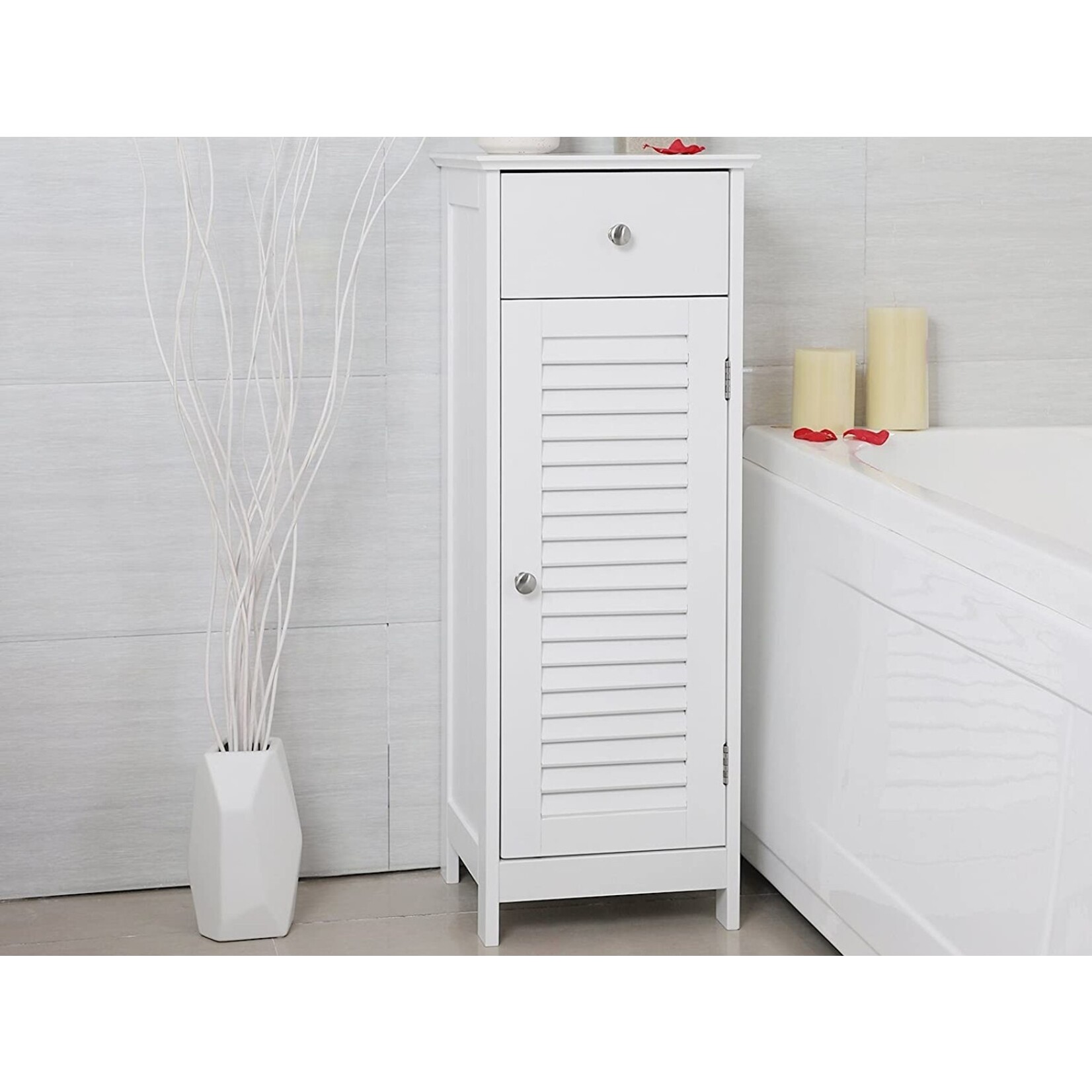 Bobbel Home Bobbel Home - Badkamerkast - Badkamermeubel - 1 Lade - 1 Deur - Hout - Wit