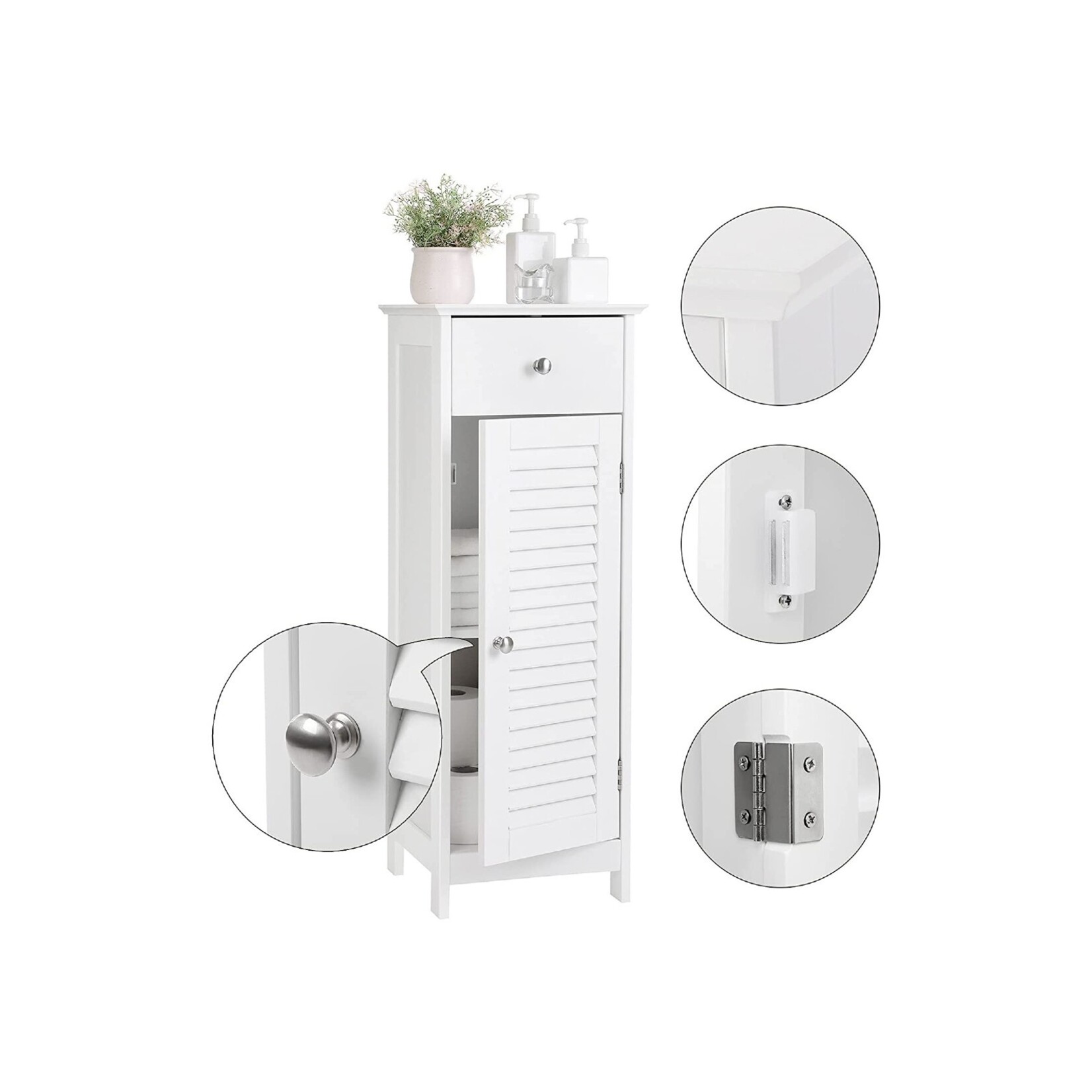 Bobbel Home Bobbel Home - Badkamerkast - Badkamermeubel - 1 Lade - 1 Deur - Hout - Wit