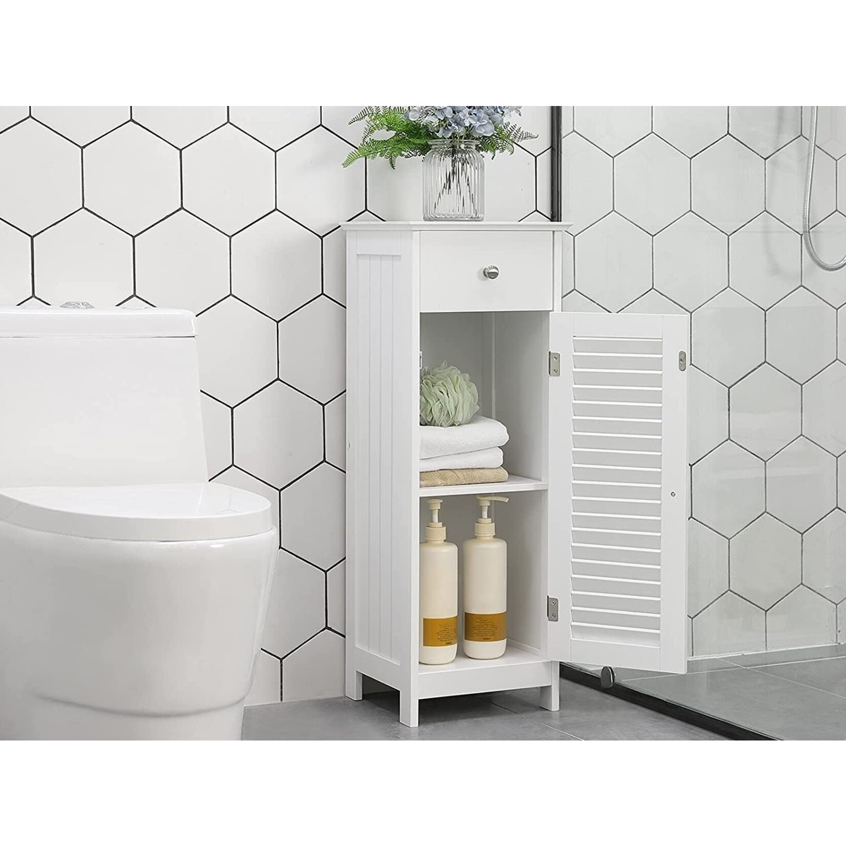 Bobbel Home Bobbel Home - Bathroom cabinet - 1 Drawer - 1 Door - Wood - White