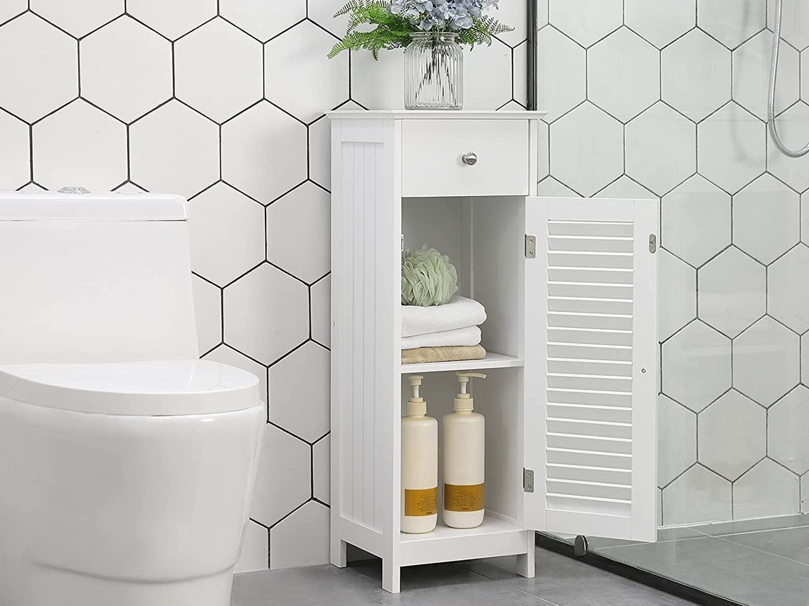 Bobbel Home - Badkamerkast - Badkamermeubel - 1 Lade - 1 Deur - Hout - Wit