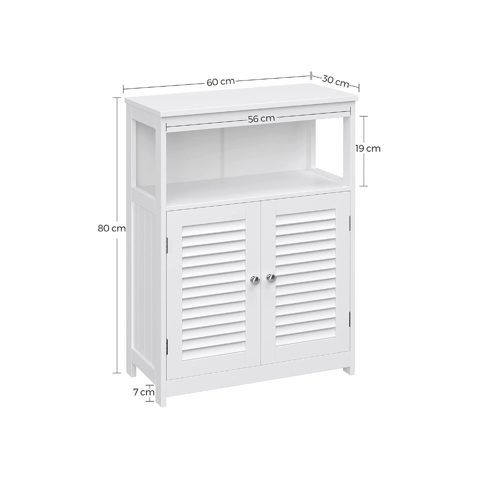 Parya Home - Badkamerkast - Vrijstaande Kast - 2 Deuren - Hout - Wit