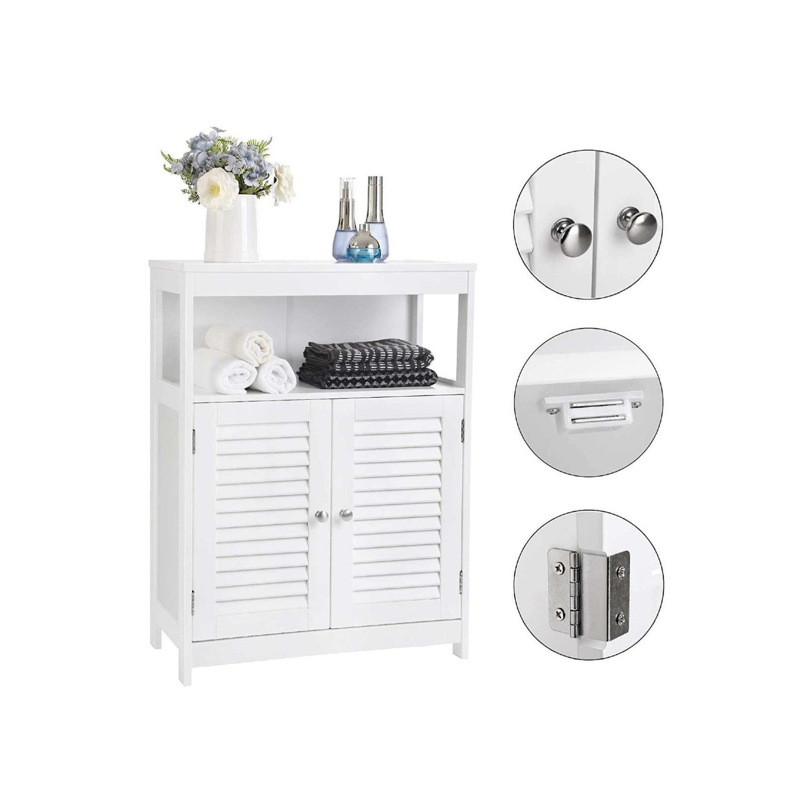 Parya Home - Badkamerkast - Vrijstaande Kast - 2 Deuren - Hout - Wit