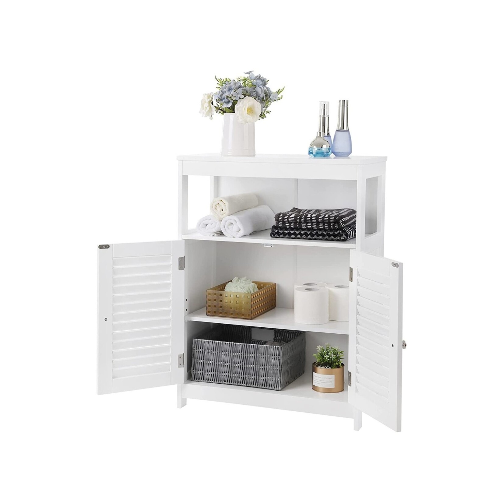 Parya Home - Bathroom cabinet - Free standing cabinet - 2 Doors - Wood - White