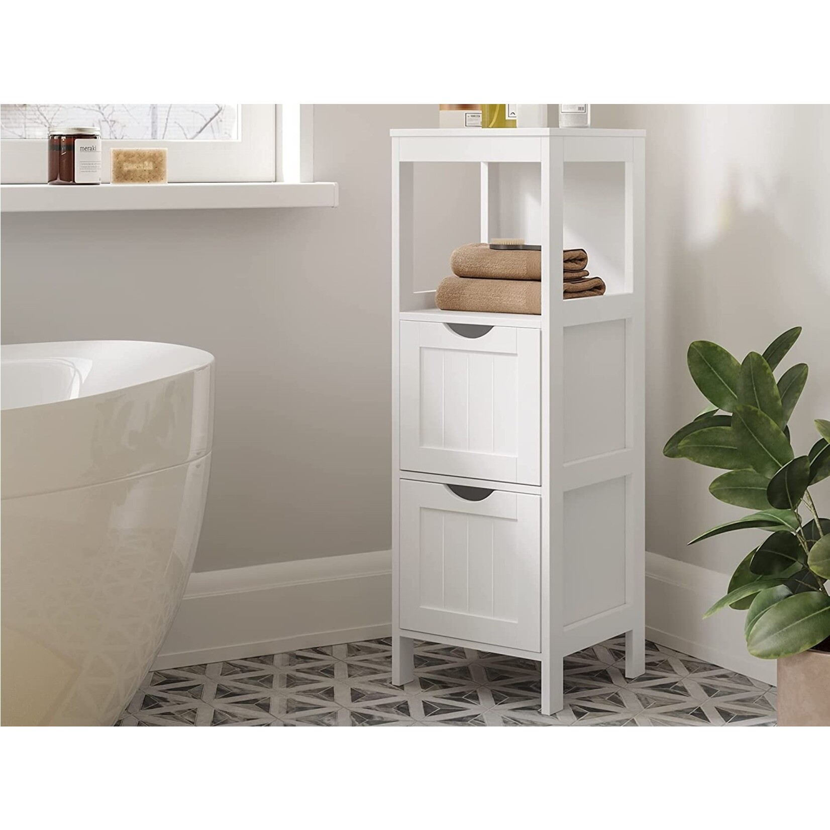 Bobbel Home Dok Home - Bathroom cabinet - Medicine cabinet - 2 drawers - 1 open surface - Wood - White