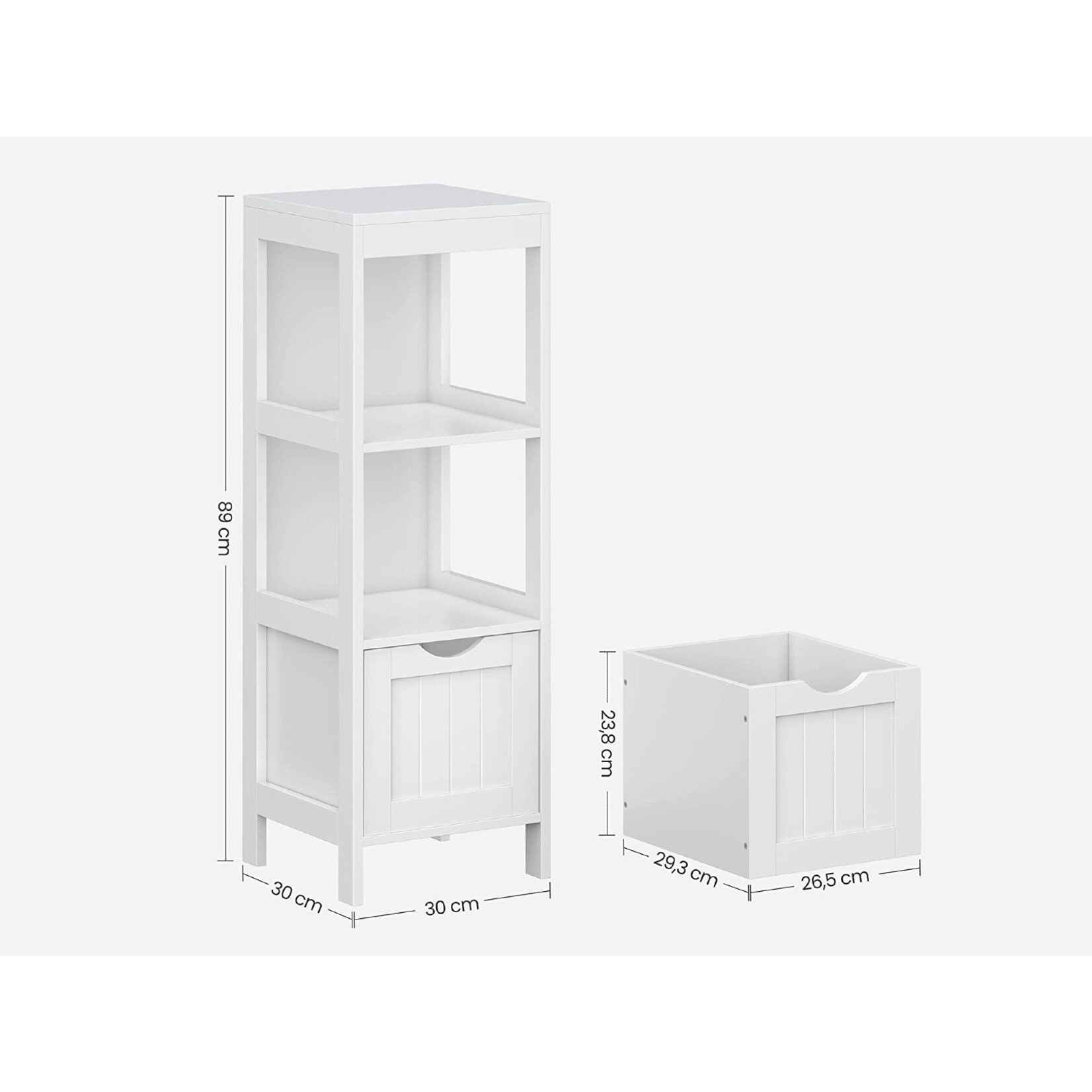 Bobbel Home Bobbel home - Bathroom cabinet - Medicine cabinet - 2 drawers - 1 open surface - Wood - White