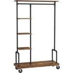 Bobbel Home Industrial coat rack - On wheels - With 5 shelves - Vintage - Dark brown