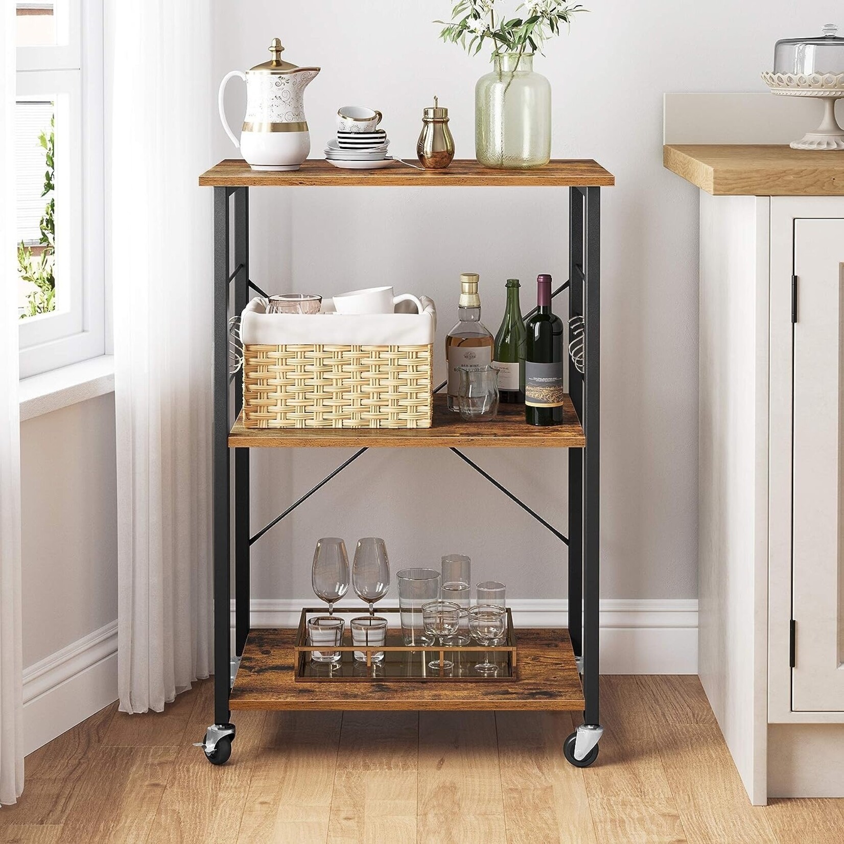 Bobbel Home Bobbel Home - Kitchen shelf on wheels - Serving trolley with 3 shelves