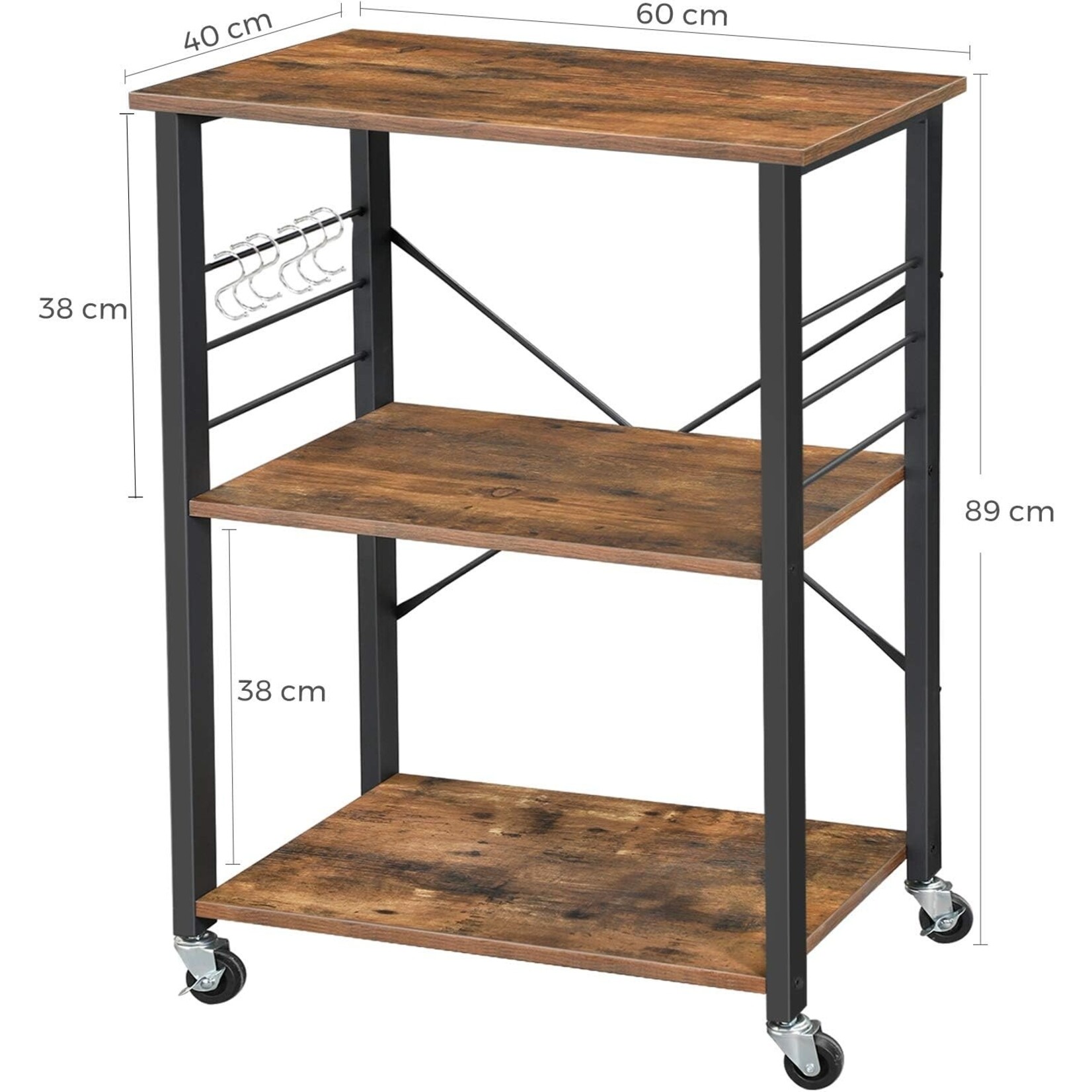 Bobbel Home Bobbel Home - Kitchen shelf on wheels - Serving trolley with 3 shelves