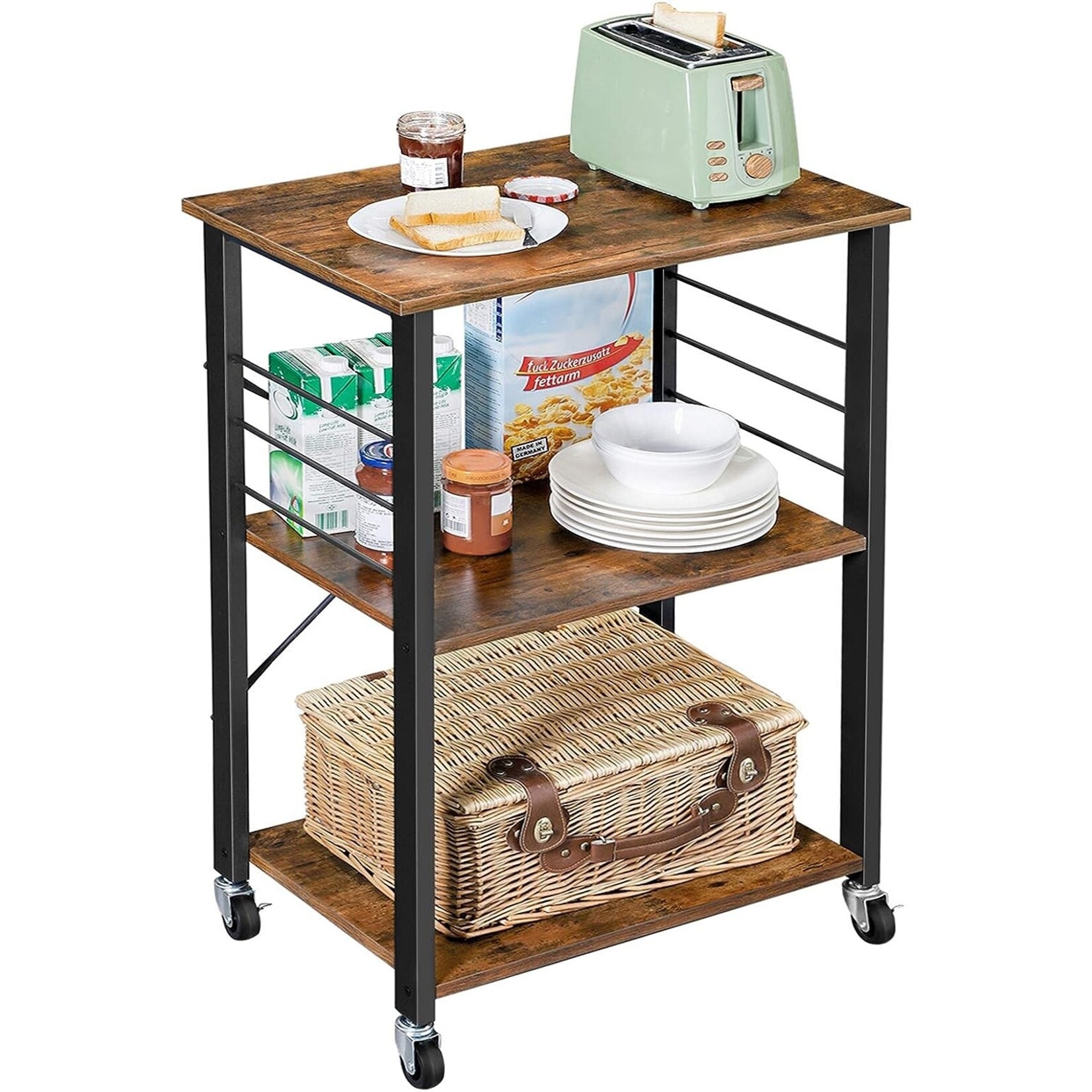 Bobbel Home Bobbel Home - Kitchen shelf on wheels - Serving trolley with 3 shelves