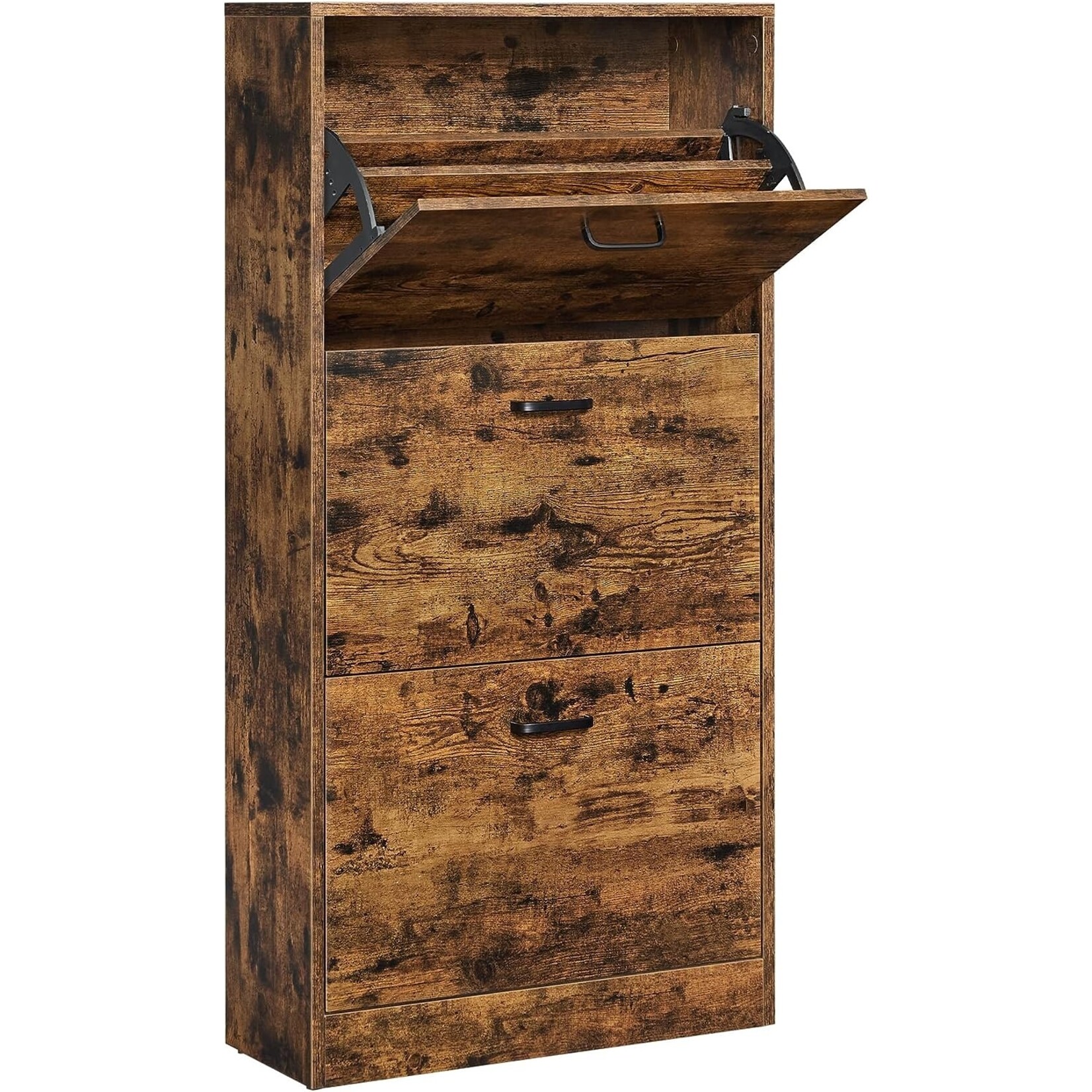 Bobbel Home Schoenenkast - Schoenenkast vintage  look - Opbergkast- Met 3 vakken - Vintage - Bruin