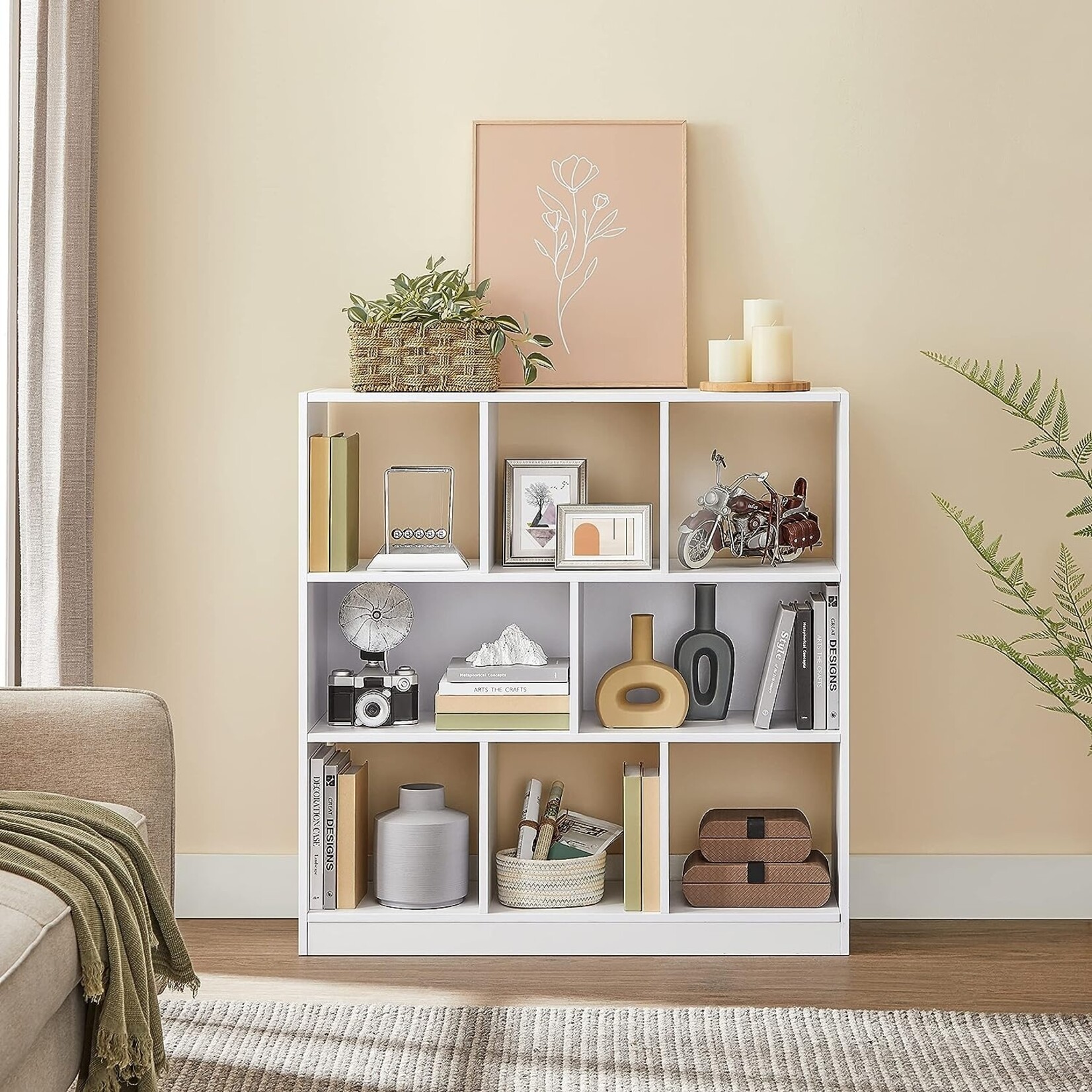 Bobbel Home Parya Home - Boekenkast - Met open vakken - 8 vakken - Wit