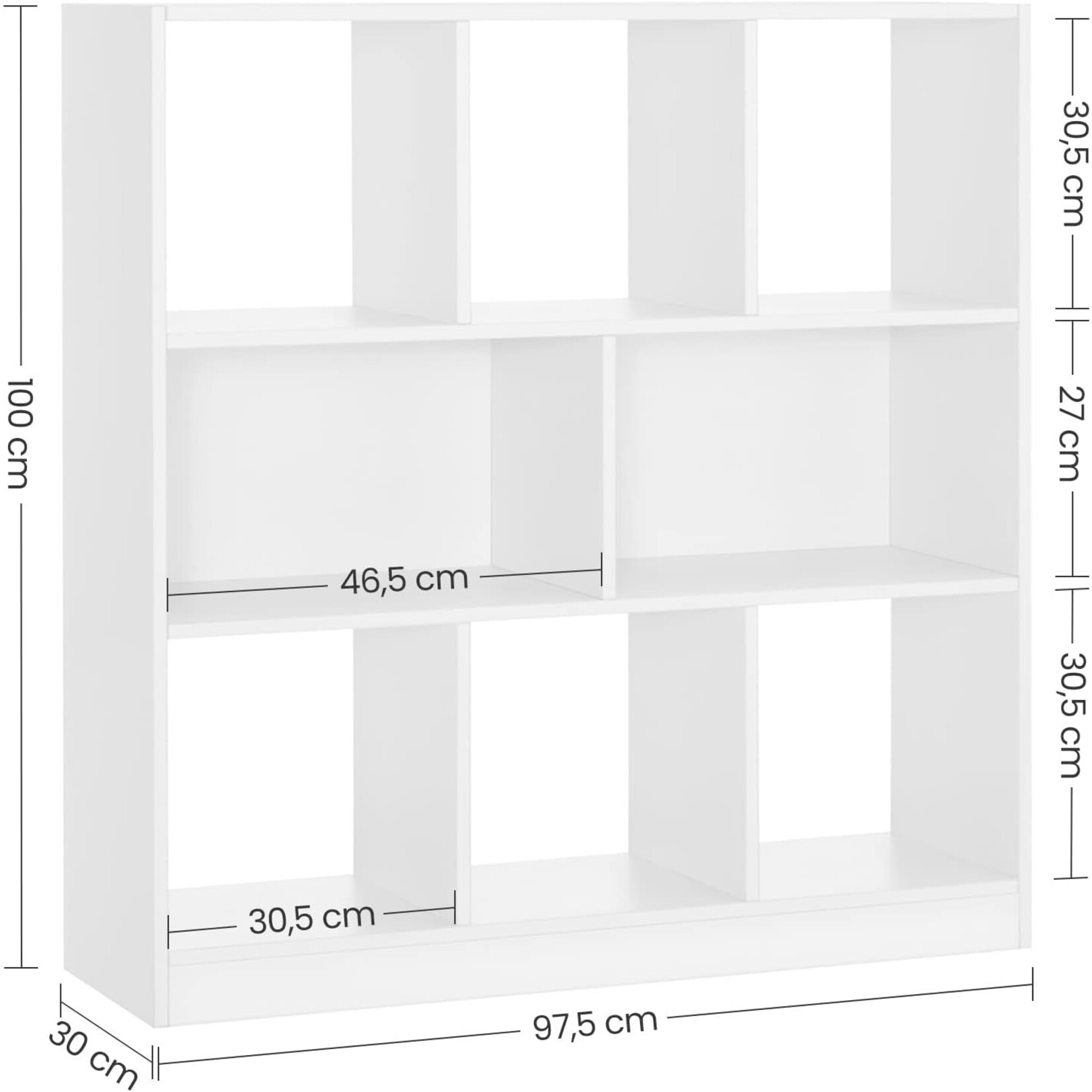 Bobbel Home Parya Home - Bookcase - With open shelves - 8 compartments - White
