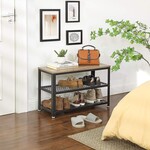 Bobbel Home Shoe rack with 2 shelves - Shoe bench - Industrial design - Grey-Black