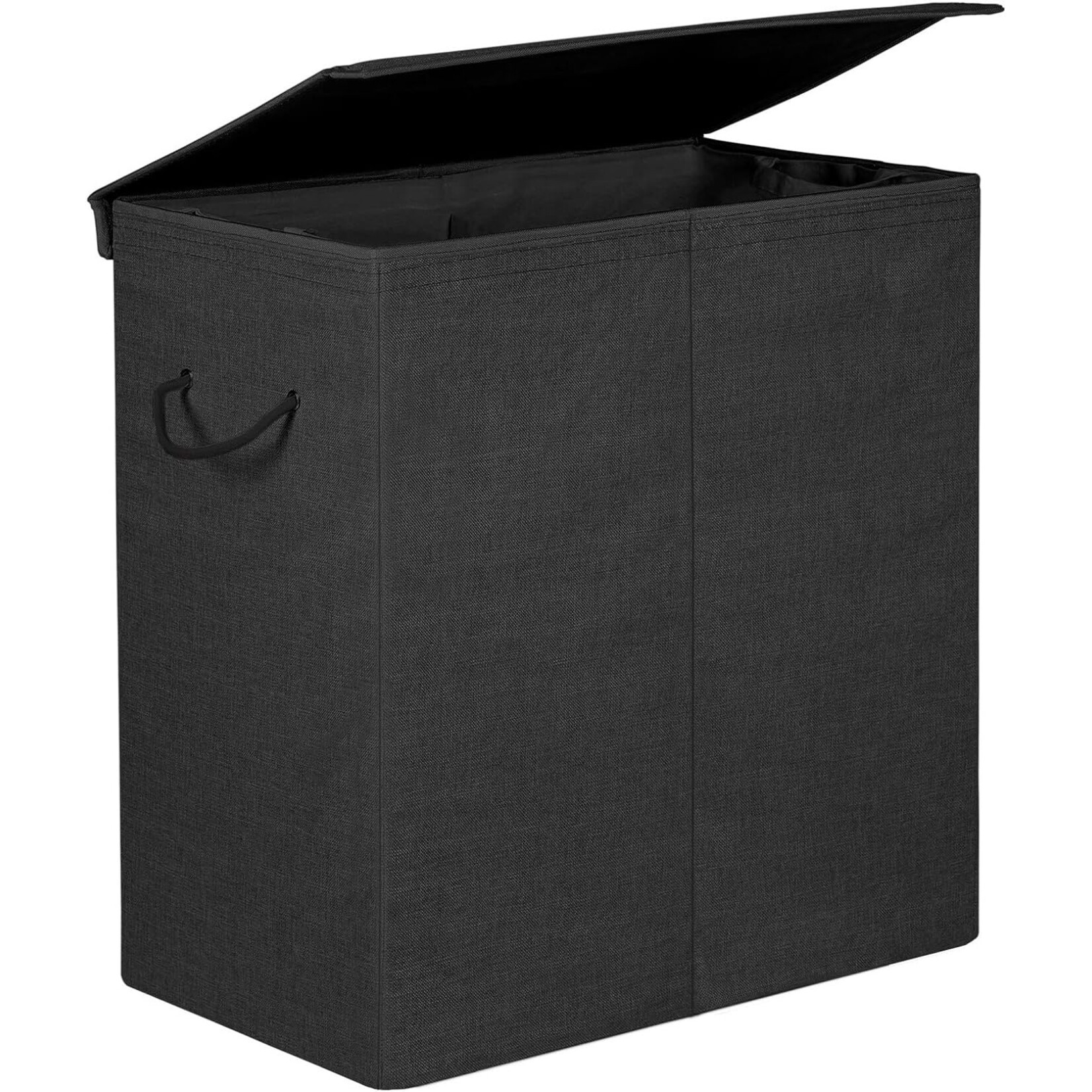 Bobbel Home Parya Home - Fabric Laundry Basket - Magnetic Lid - Handles - Removable Liner Bag - Black