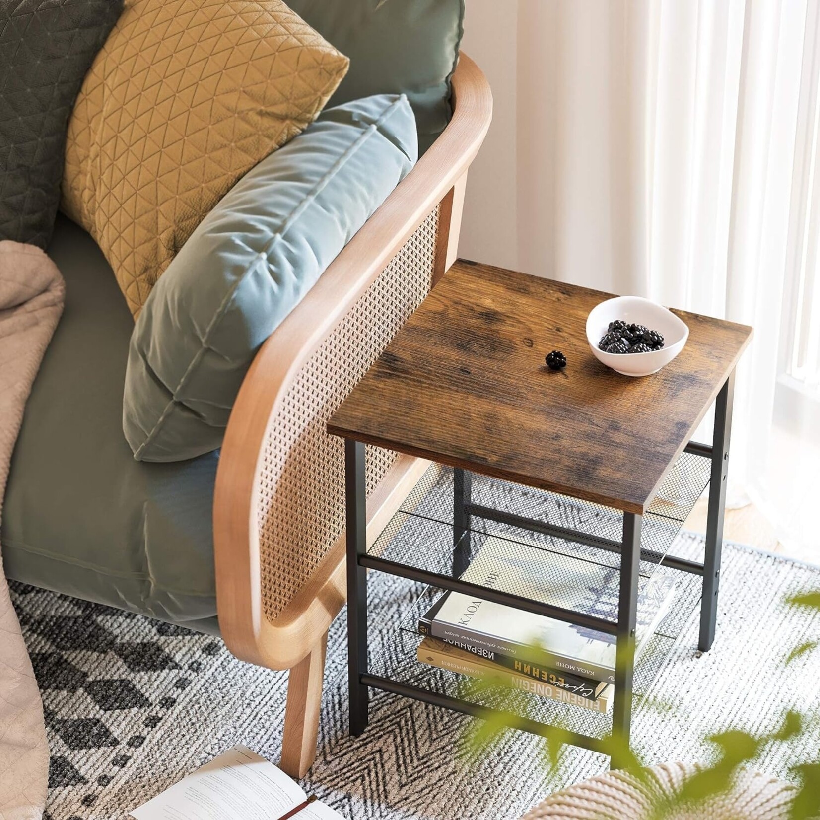 Bobbel Home Parya Home - Bijzettafel - Hout&Metaal - 40x40cm - Bruin