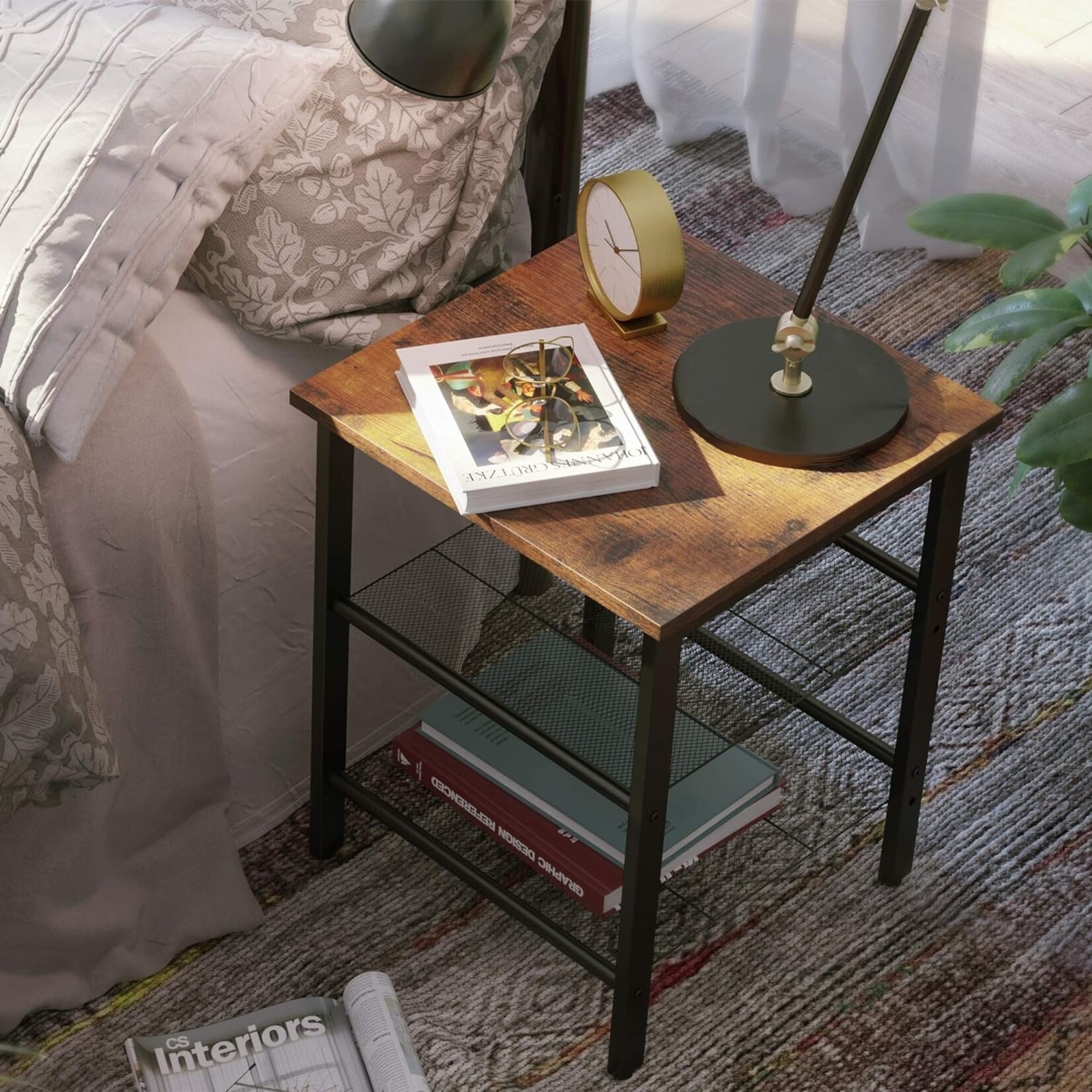 Bobbel Home Parya Home - Side Table - Wood & Metal - 40x40cm - B rown