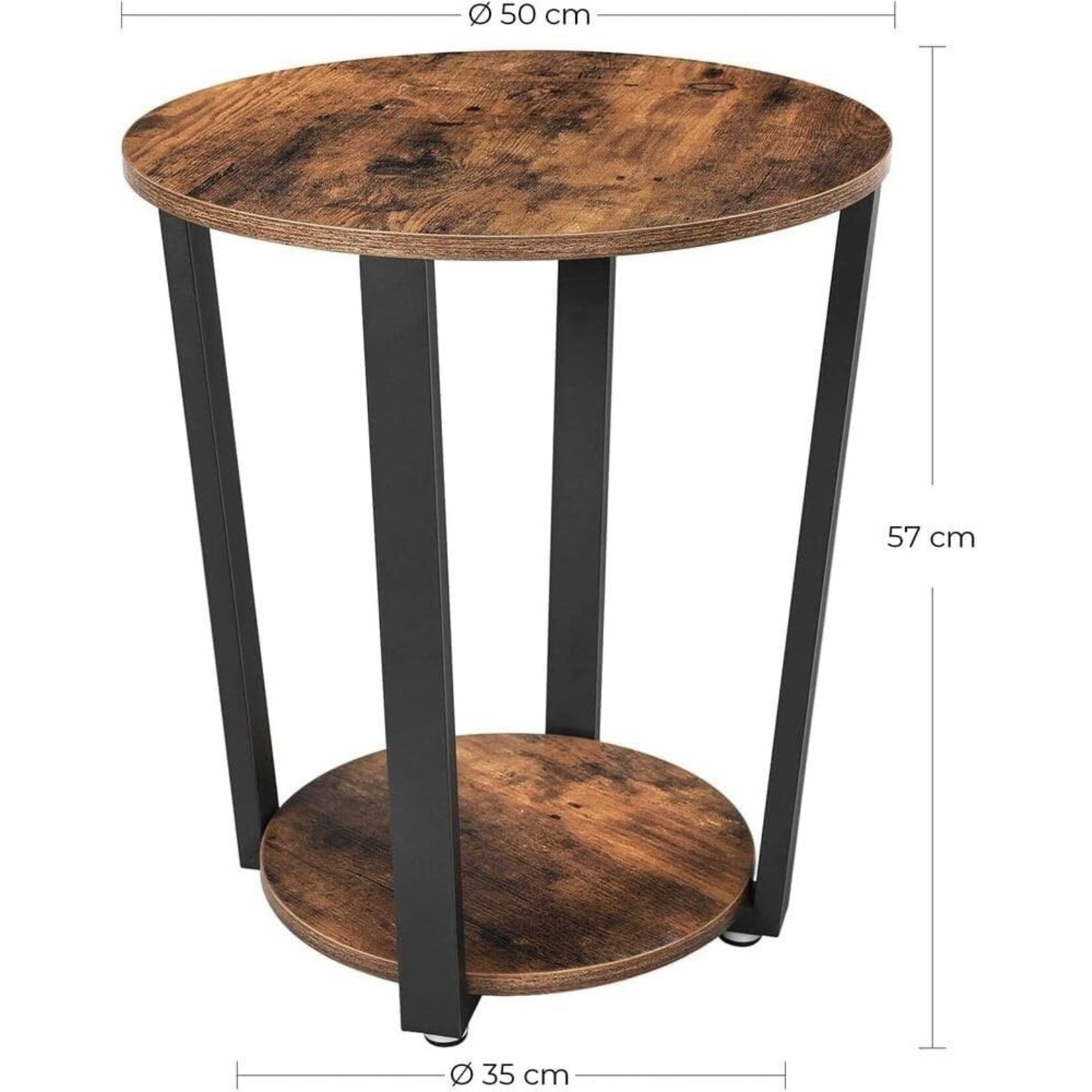 Bobbel Home Dok Home - Round Side Table - Industrial Design - Iron Frame - Brown