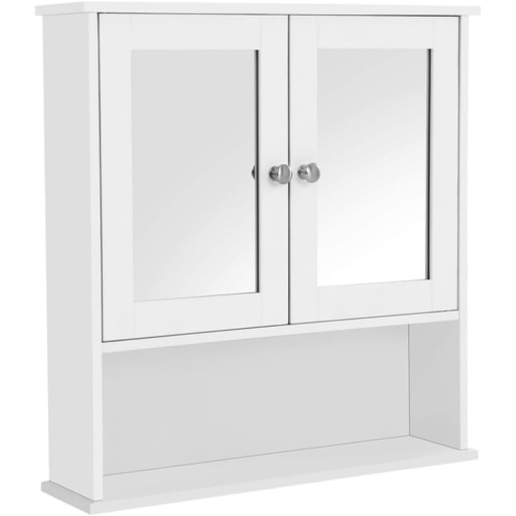 Parya Home - Mirror cabinet - Bathroom furniture - 2 Doors - 1 Shelf - Wood - White