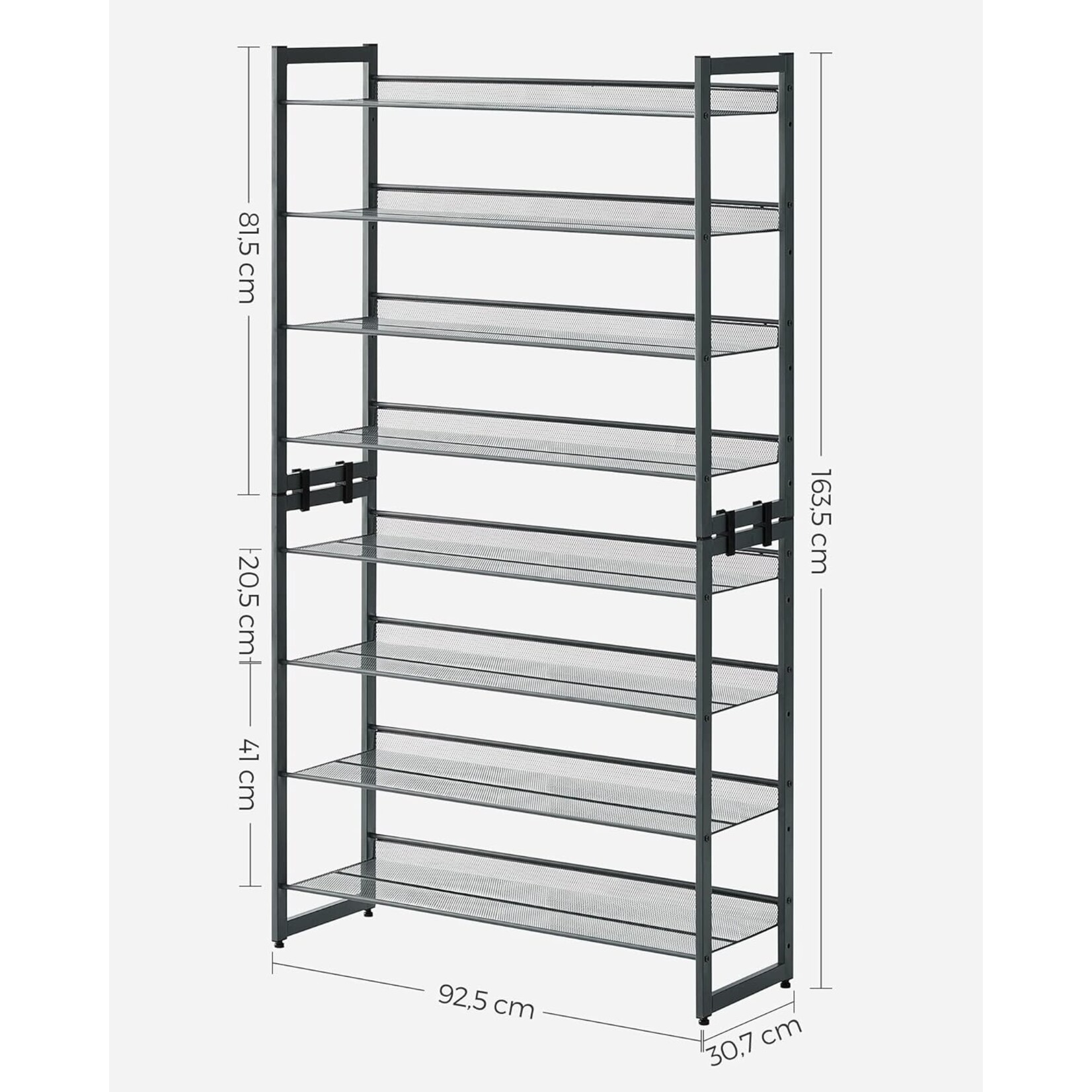 Bobbel Home Dok Home - Shoe rack - With 8 shelves - For 32 to 40 pairs of shoes - Gray