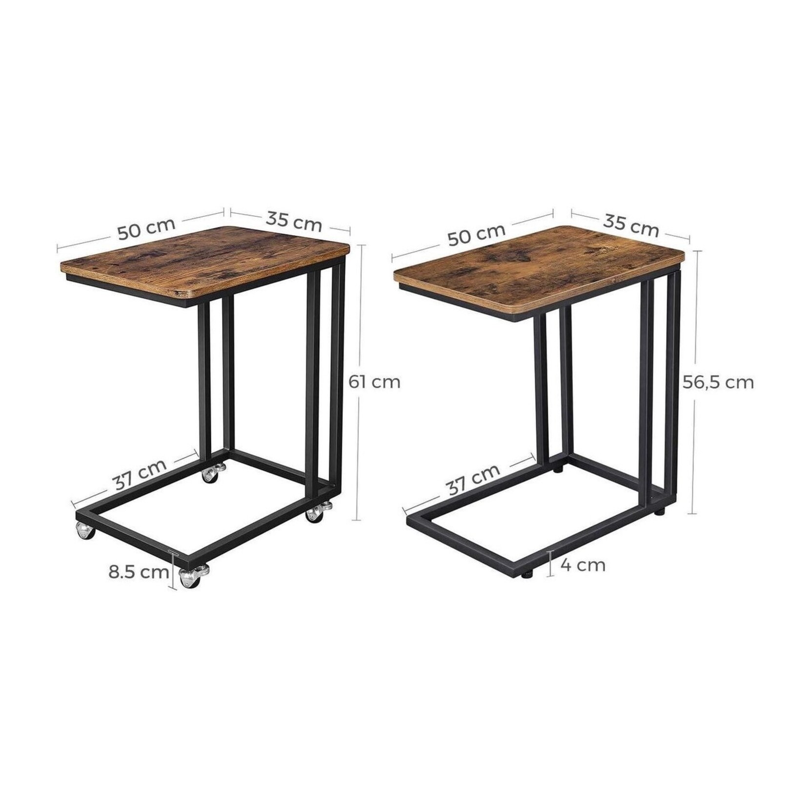 Bobbel Home Parya Home - Side Table On Wheels - Vintage - Industrial