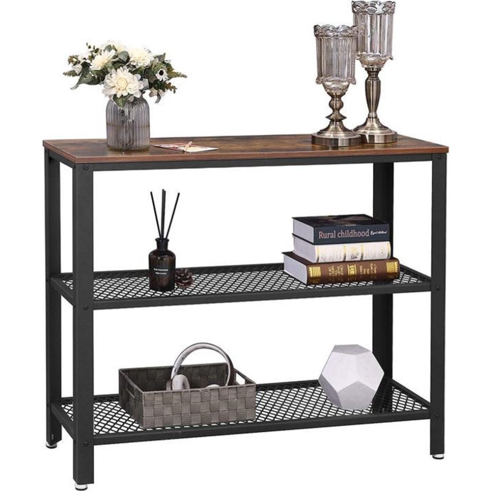 Parya Home - Side table - Industrial - Wood/Metal - 101,5x35x80 cm