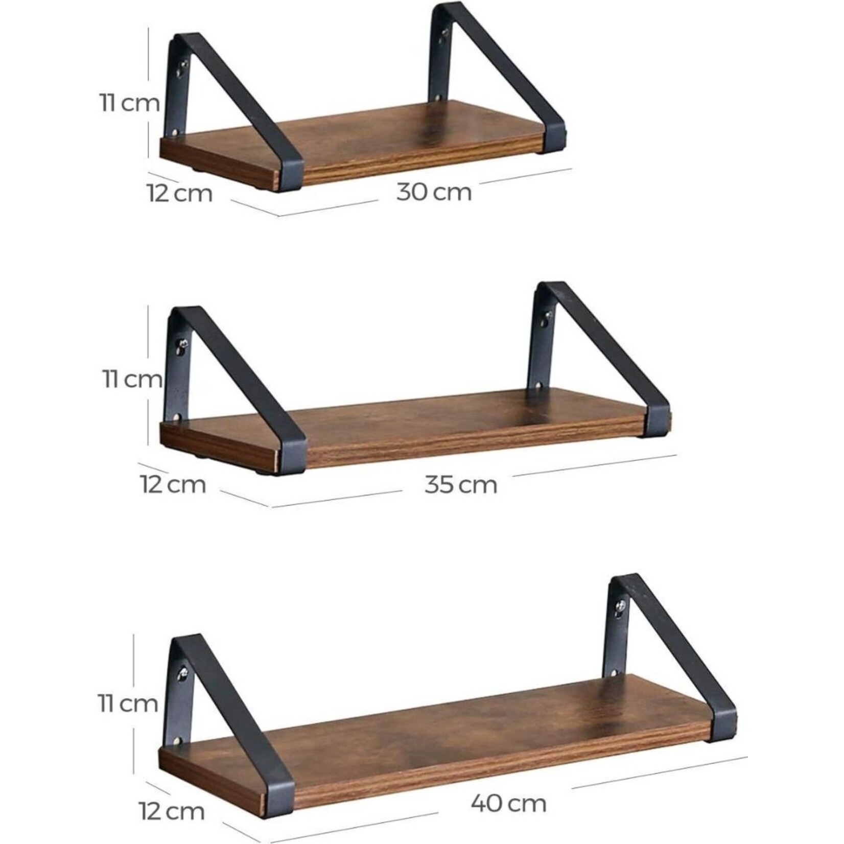 Bobbel Home Wall Shelves - Set of 3 - 44,2 x 15,6 x 8,2 cm