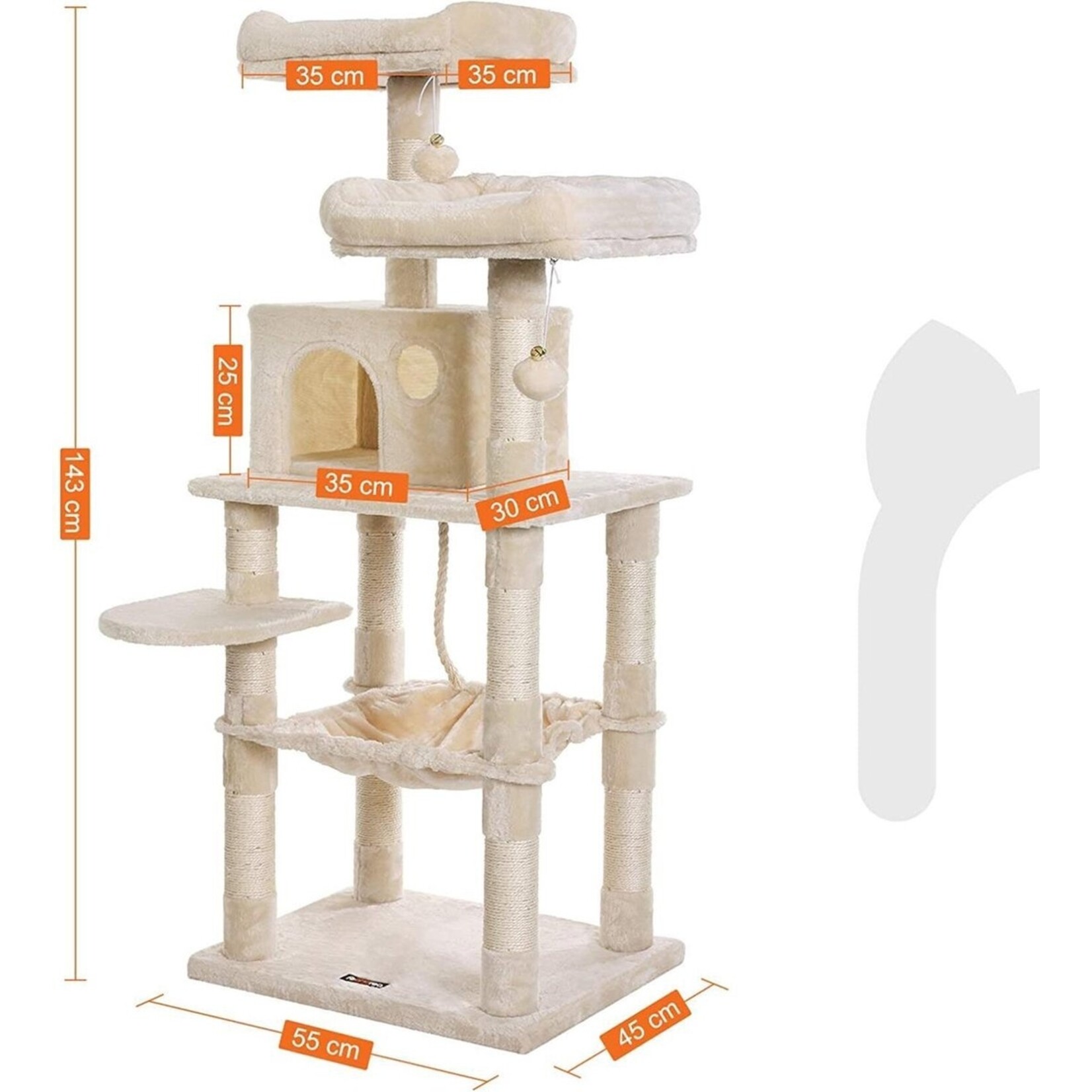 Bobbel Home Bobbel Home - cat tree - 143 cm - stable cat tree with cat house - Beige