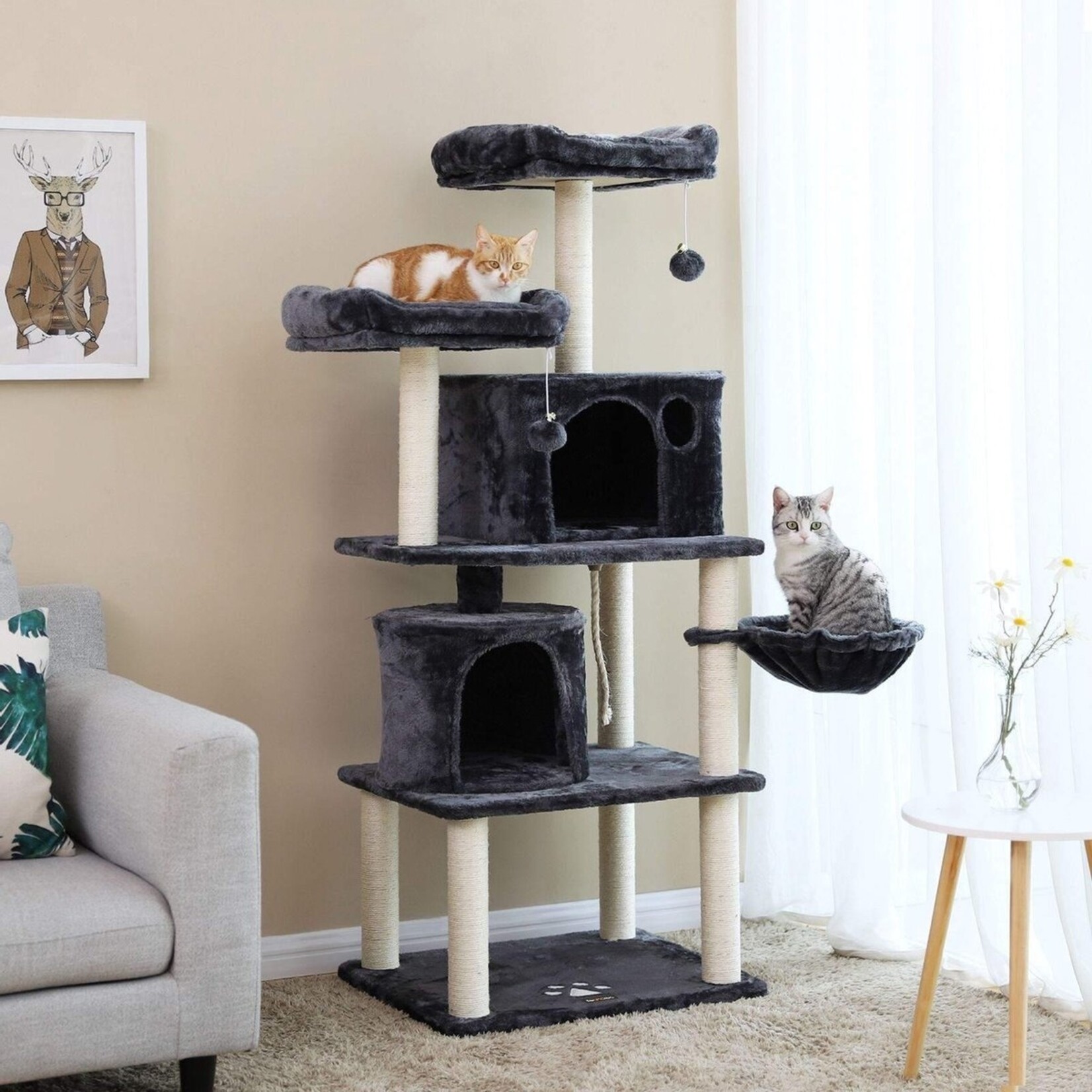 Bobbel Home Cat Tree XL 152 CM - Luxury Cat House - Scratch Post - Cats - Cat