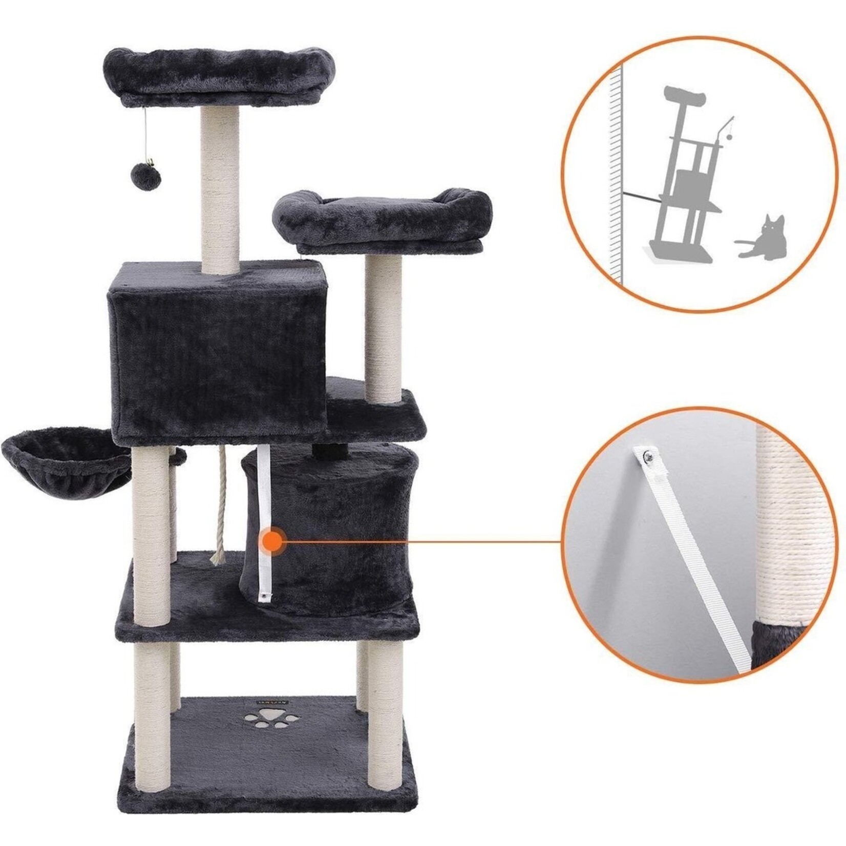 Bobbel Home Kattenboom XL 152 CM - Luxe Kattenhuis - Krabpaal - Katten - Kat