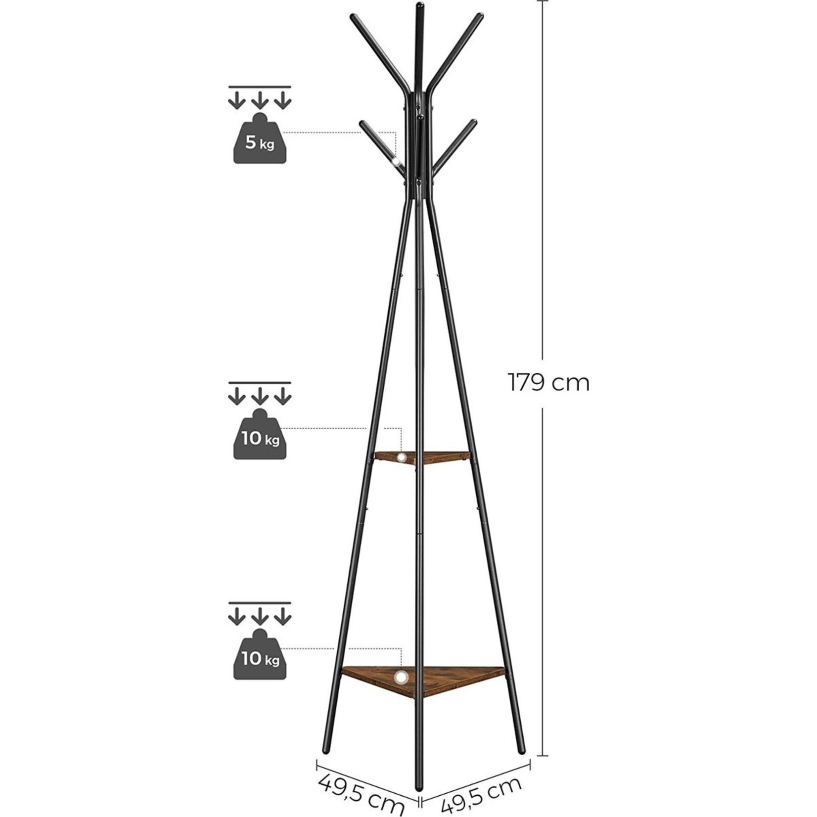 Bobbel Home Parya Home - Black Coat rack - Tree-shaped - 2 shelves - Industrial