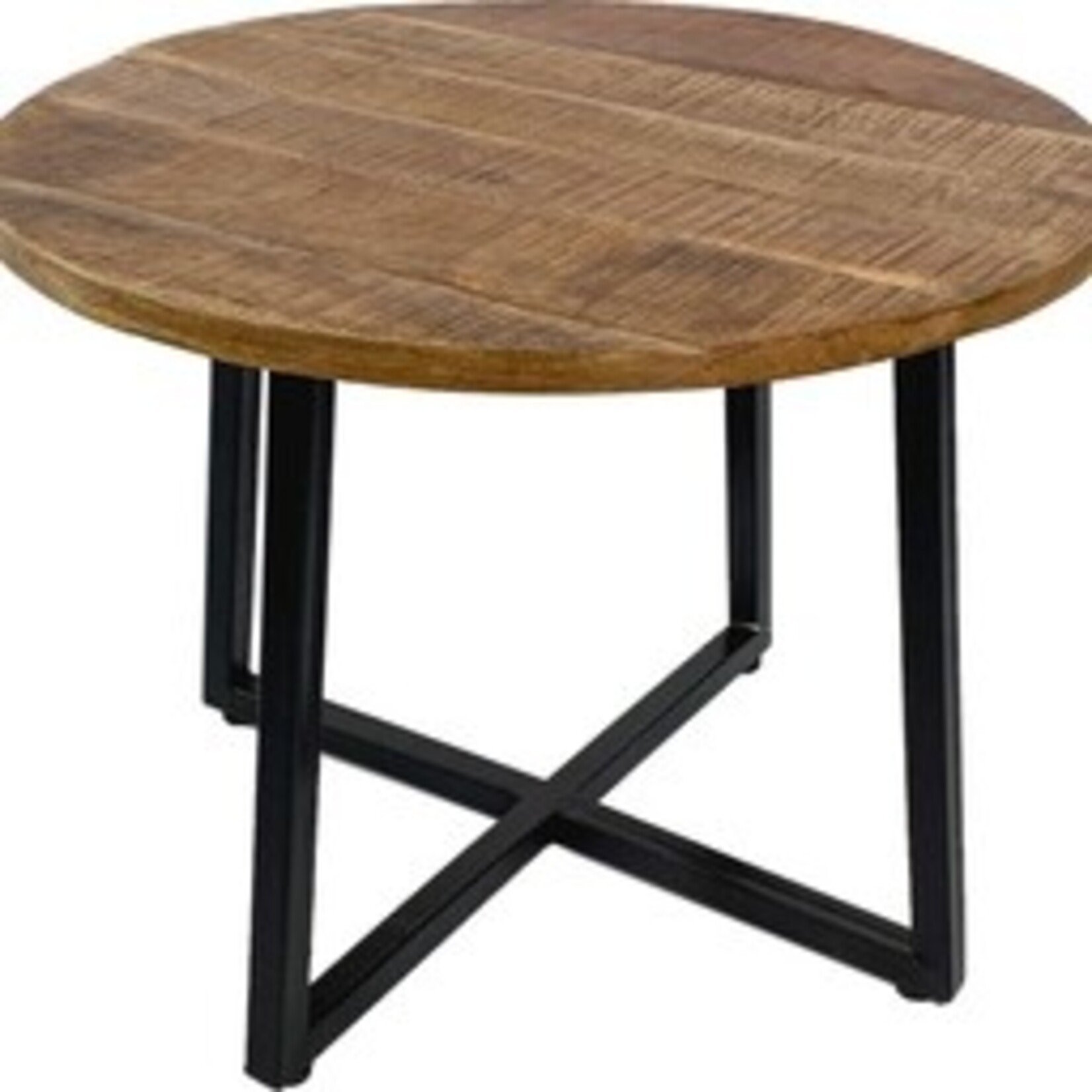 Parya Parya  - Coffee Table Round Side Table Cannes - 60 cm - Black - Metal Frame Wood