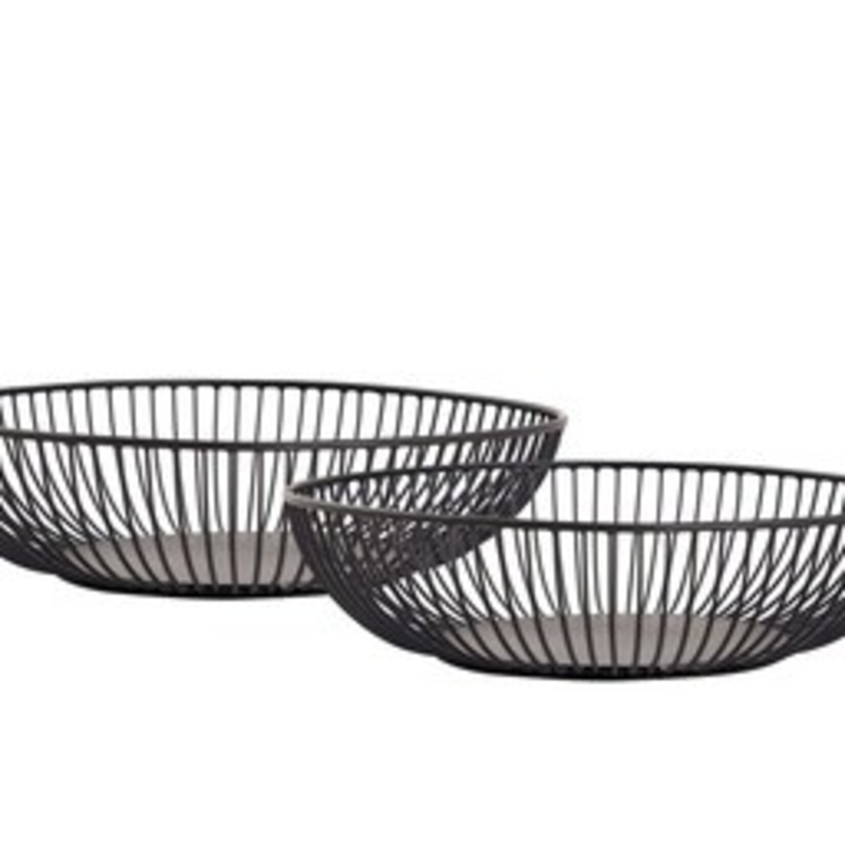 Parya Home - Bread basket set 2 piece - Fruit bowl - ø 28x7,5 cm - Metal - Black