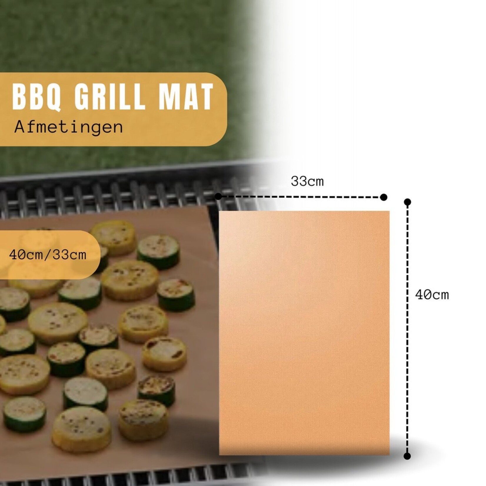 BBQ Baking mat - Set of 5 - Non-stick baking mat - Reusable - Copper