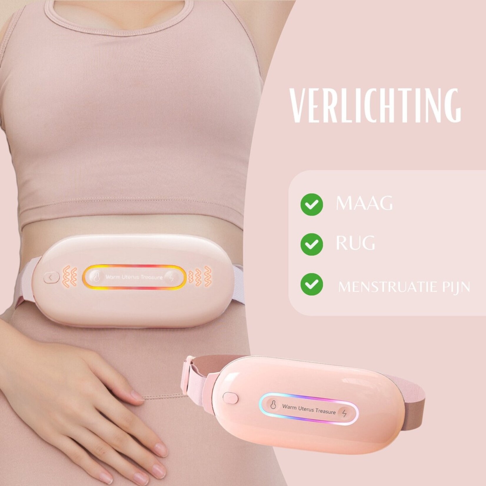 MHZ Massageband - Menstruatie Pijnverlichting - Elektrische Kruik - Roze
